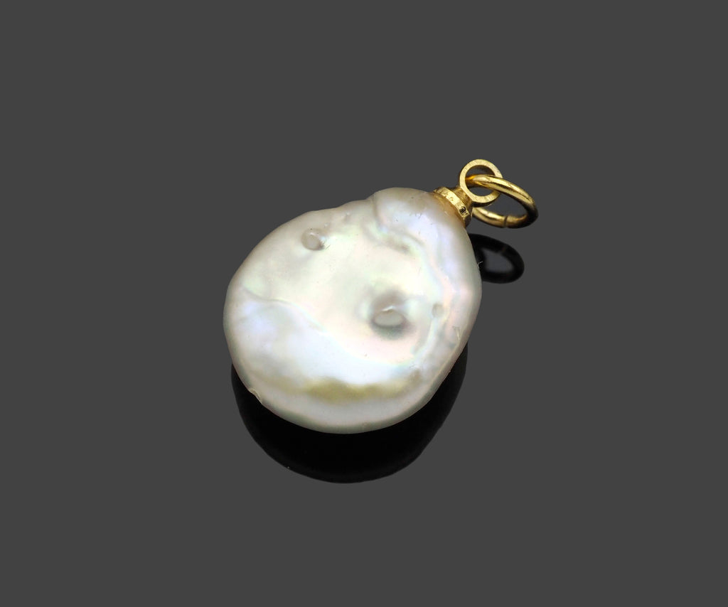 Gold Filled Mom Word On Pearl Pendant, Bracelet Necklace Natural Pearl Charm, 18K Gold Filled Mom Pendant Charm,13x19mm,Sku#Z1365-Bestbeads & Beyond