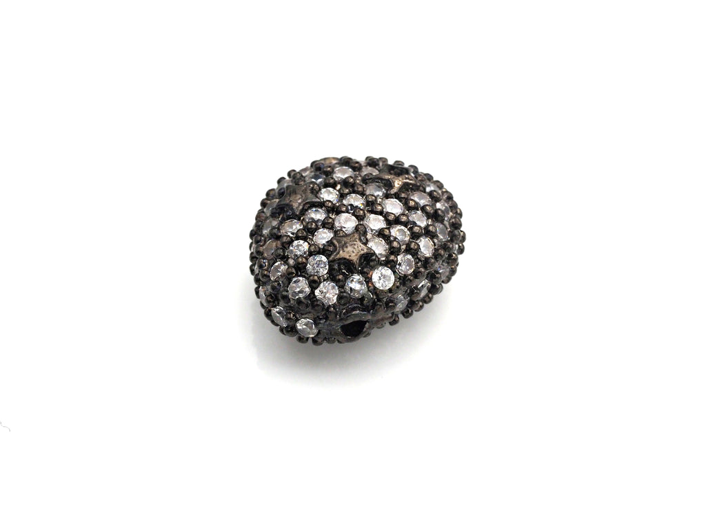 CZ Micro Pave Nugget beads with Star, Cubic Zirconia Spacer Beads, CZ Pave Spacer Bead, 7x13x14mm, sku#Z874