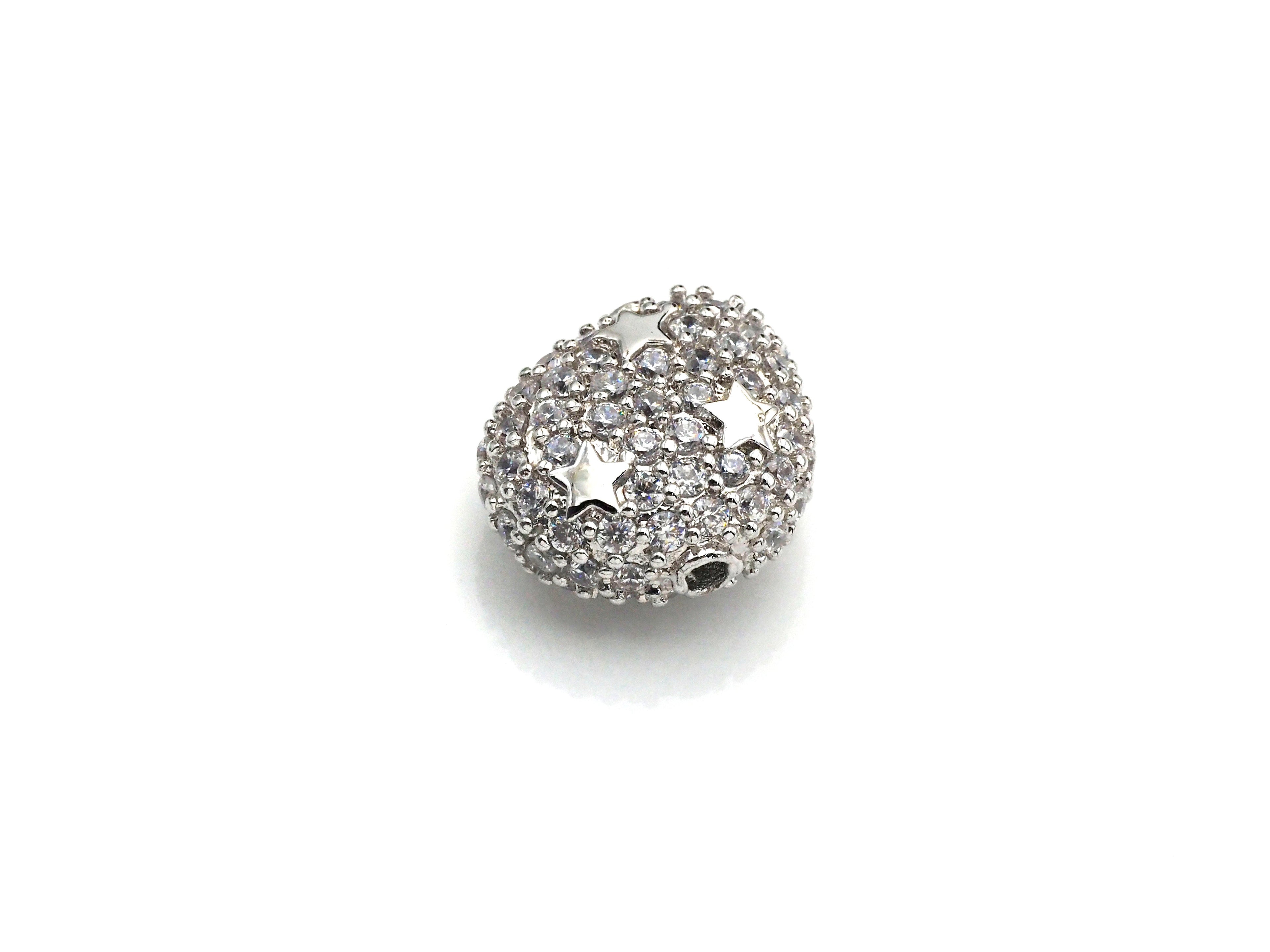 CZ Micro Pave Nugget beads with Star, Cubic Zirconia Spacer Beads, CZ Pave Spacer Bead, 7x13x14mm, sku#Z874