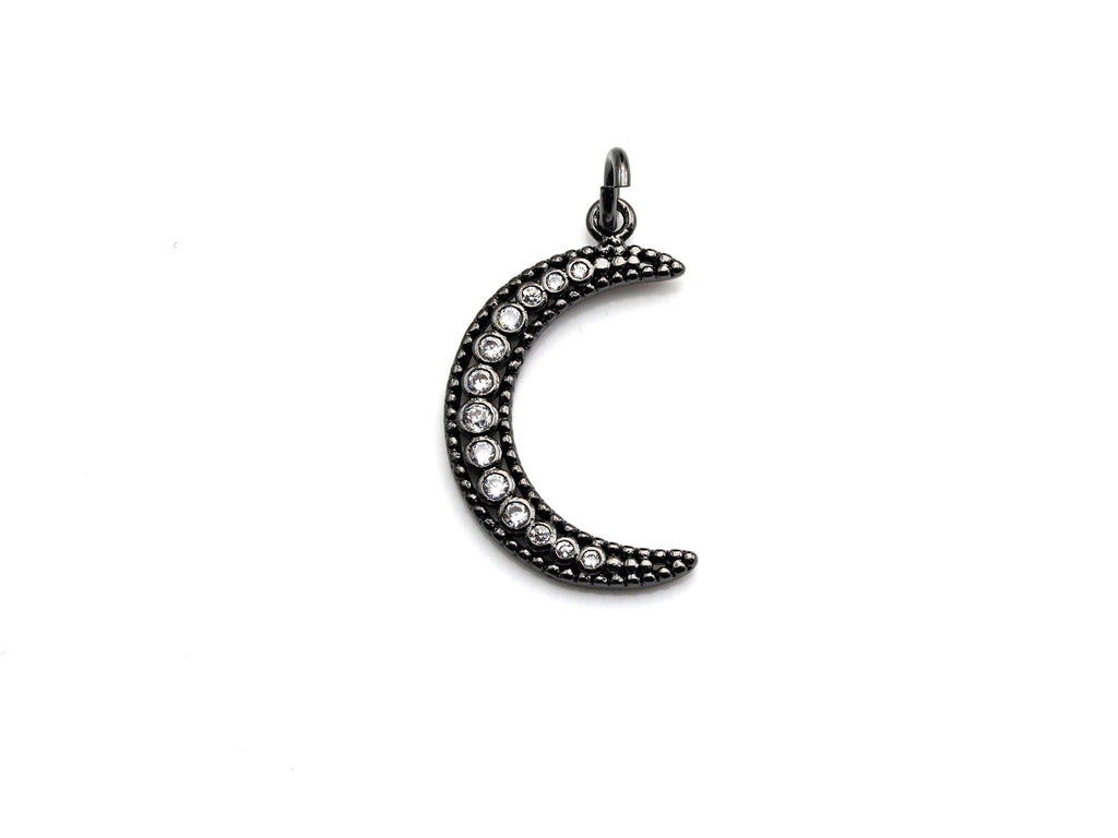 CZ Micro Pave Half Moon Pendant, Cubic Zirconia Pave Pendant/Charm, Necklace Pave Pendant, 14x23mm, sku#Z828