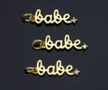 Gold/Silver CZ Micro Pave Babe Letter Shape Pendant, Alphabet Pave Pendant, Real Gold plated, 7x18mm, Sku#Z1153