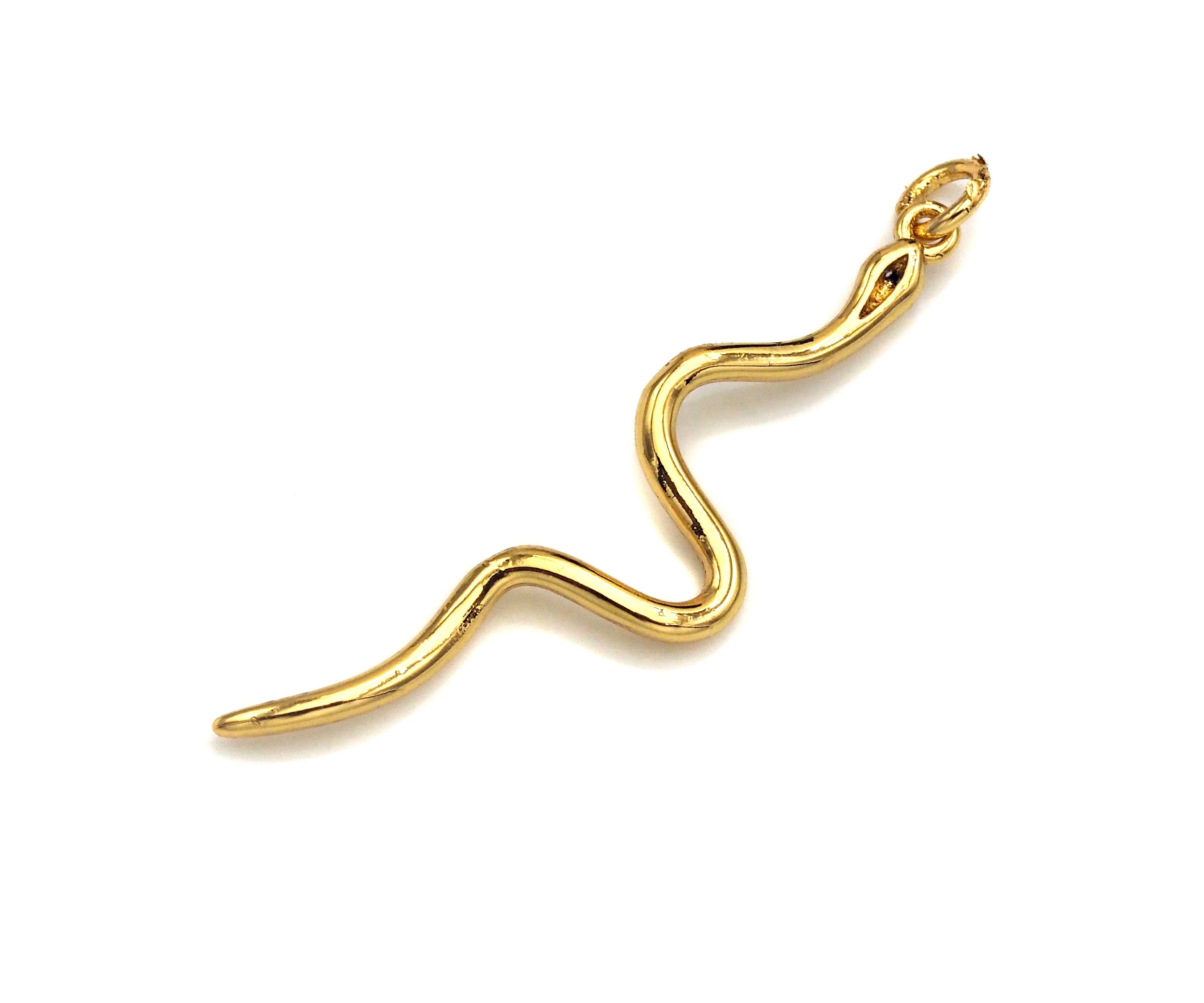 Dianty Snake Shape Pendant/Charm, Bracelet Necklace Cubic Snake Pendant Charm, Silver/Gold Tone,10x40mm,Sku#Z1256
