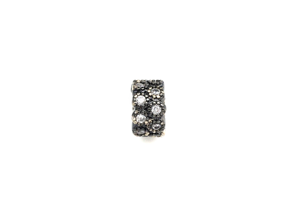 CZ Pave Big Hole beads, Cubic Zirconia Round Spacer Beads, European Large hole Bead, 5x8mm, sku#Z878