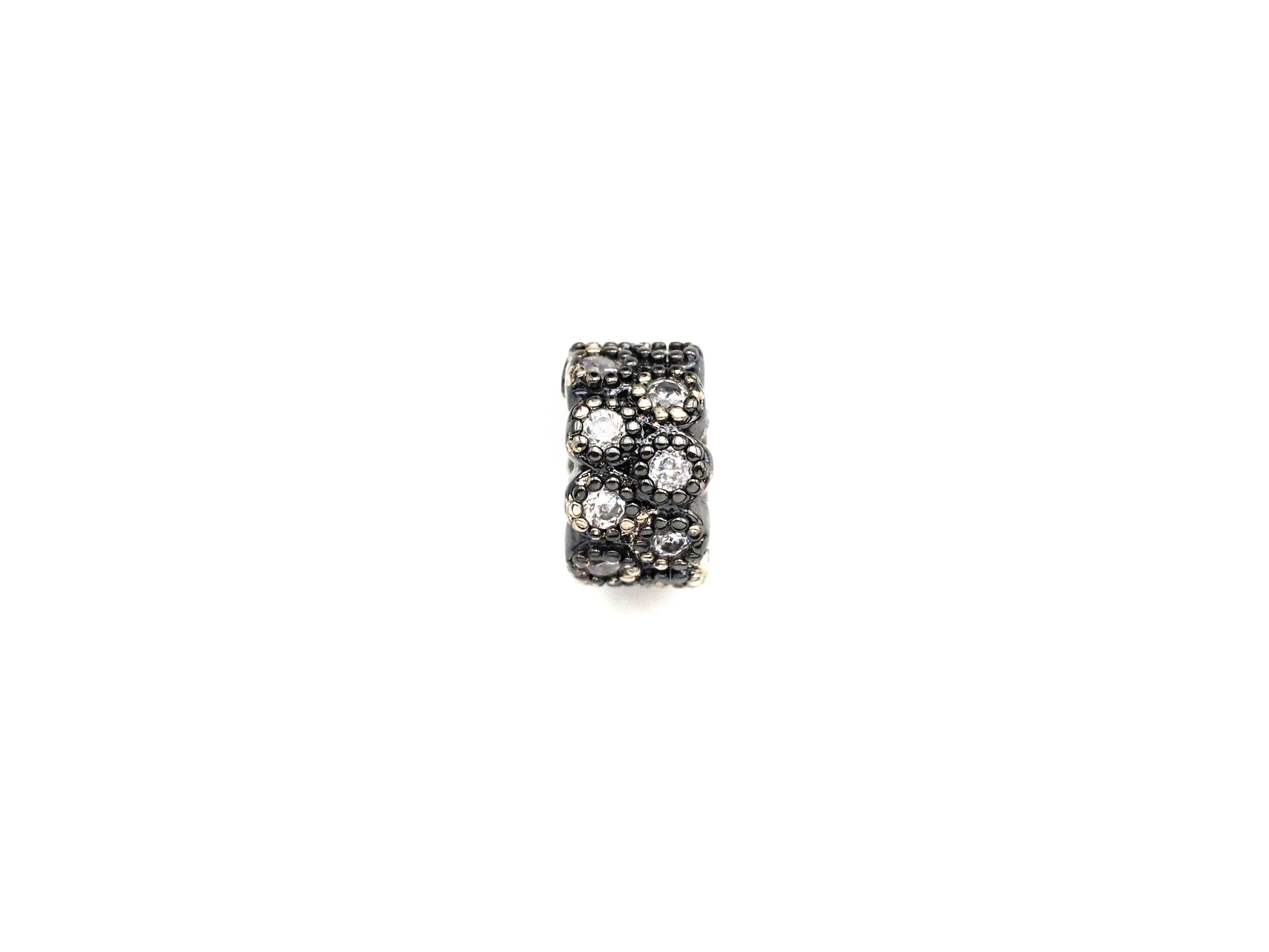 CZ Pave Big Hole beads, Cubic Zirconia Round Spacer Beads, European Large hole Bead, 5x8mm, sku#Z878