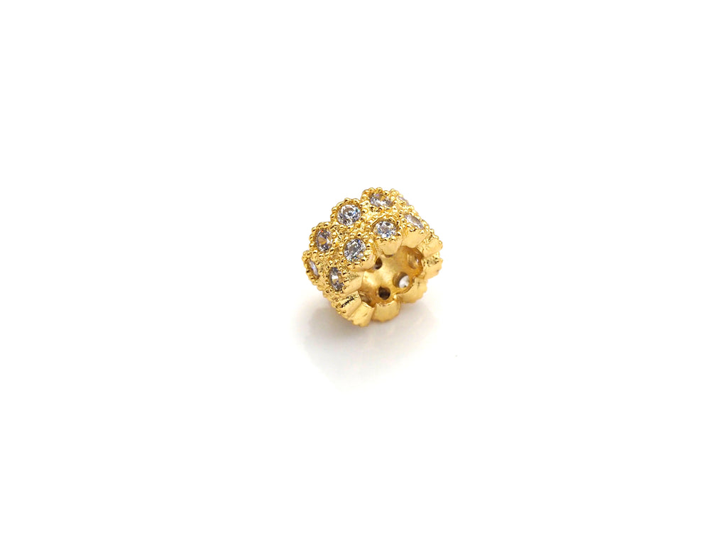 CZ Pave Big Hole beads, Cubic Zirconia Round Spacer Beads, European Large hole Bead, 5x8mm, sku#Z878