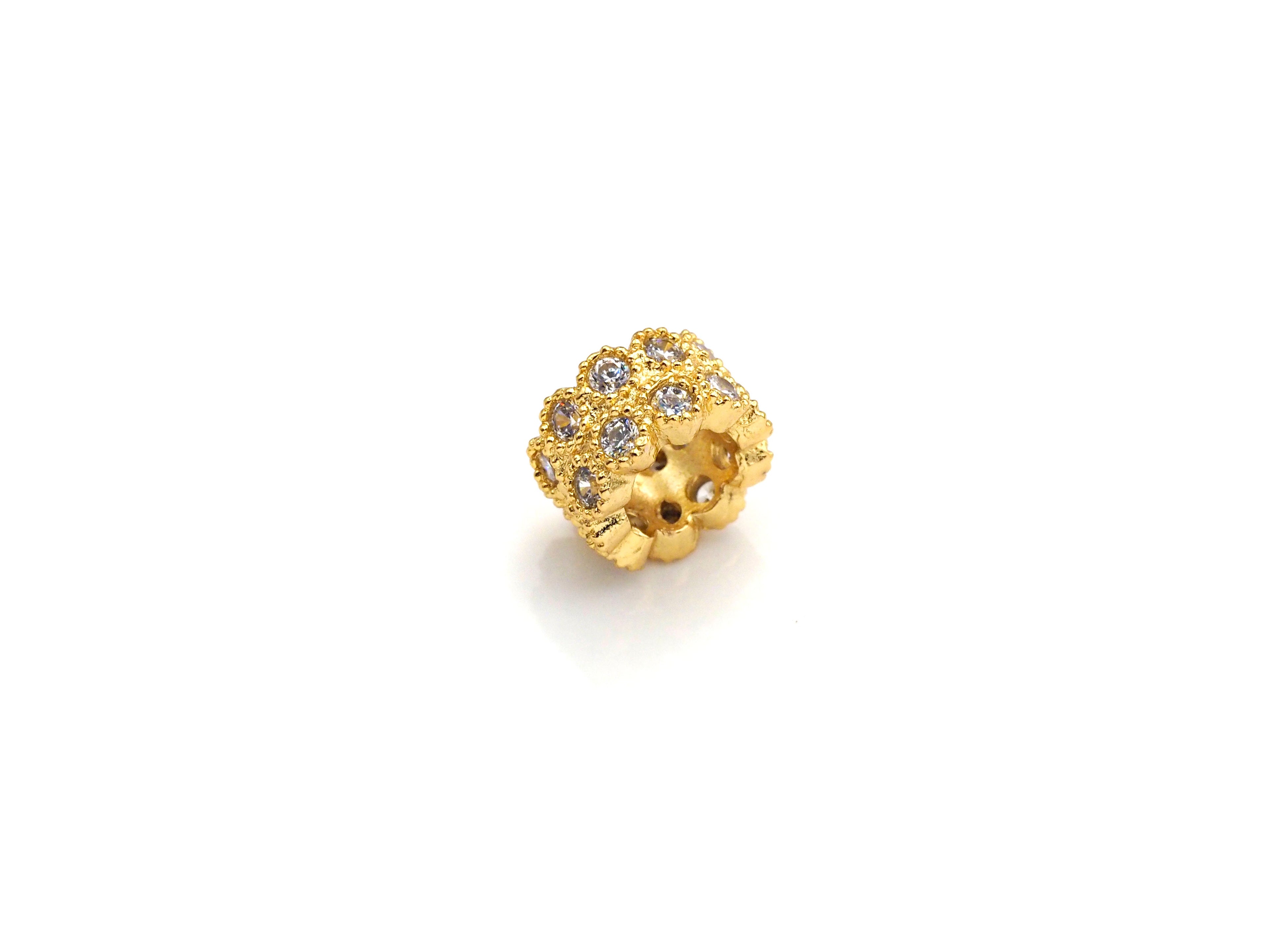 CZ Pave Big Hole beads, Cubic Zirconia Round Spacer Beads, European Large hole Bead, 5x8mm, sku#Z878