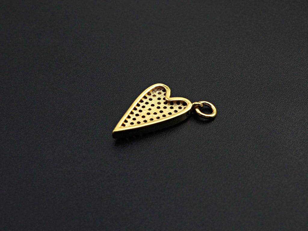 Fuchsia CZ Micro Pave Heart Pendant, Cubic Zirconia Heart Pendant, Gold Tone pendant,9x16mm, sku#F1120