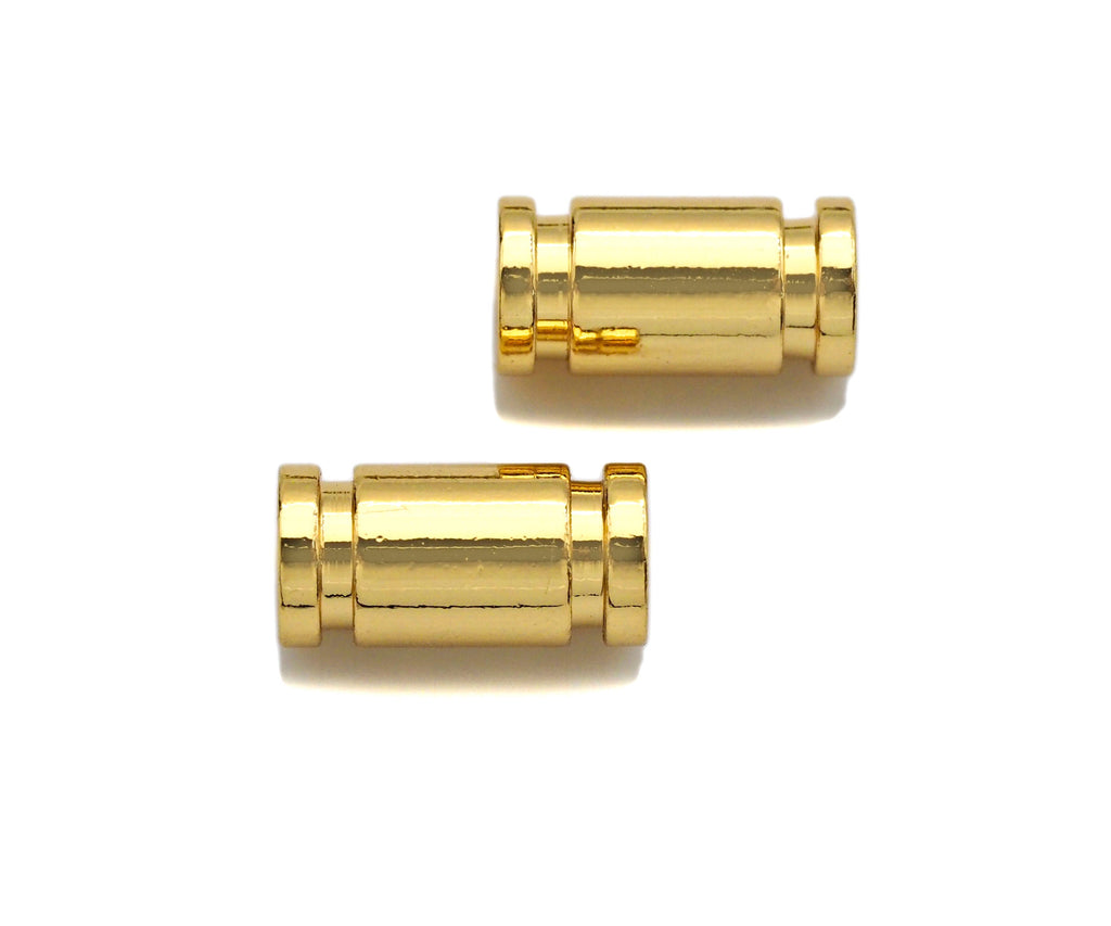 2pc 18K Gold High Polished Tube Space Bead, Tube Shape Beads, Men's Jewelry Findings, Bracelet Beads, 5x10mm, sku#Y322