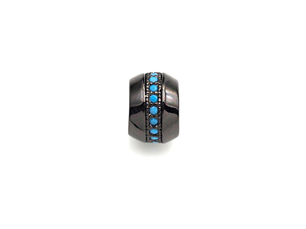 Turquoise large Hole beads, Cubic Zirconia Spacer Beads, European Large hole Bead, 6x8mm, sku#Z881