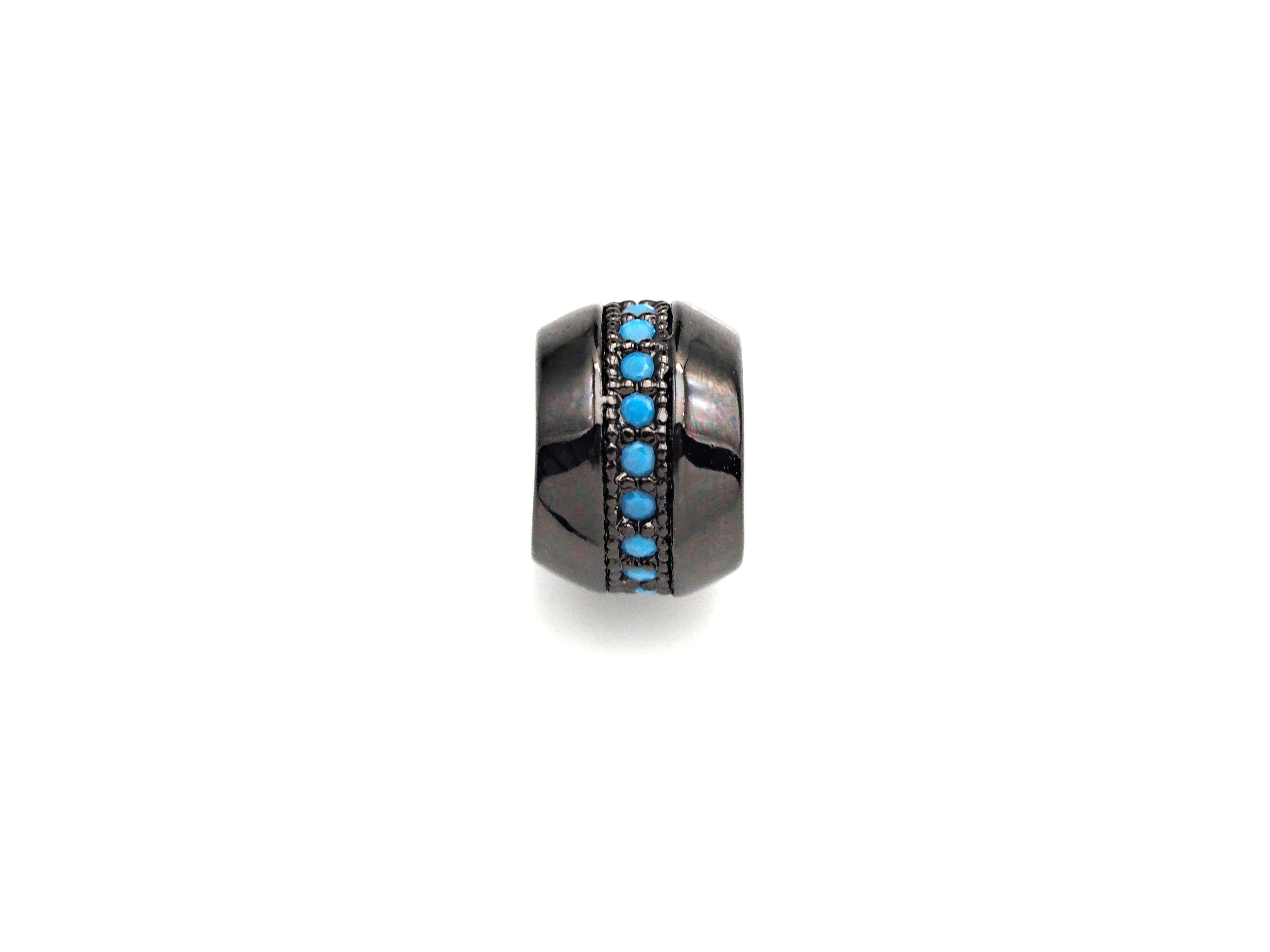 Turquoise large Hole beads, Cubic Zirconia Spacer Beads, European Large hole Bead, 6x8mm, sku#Z881