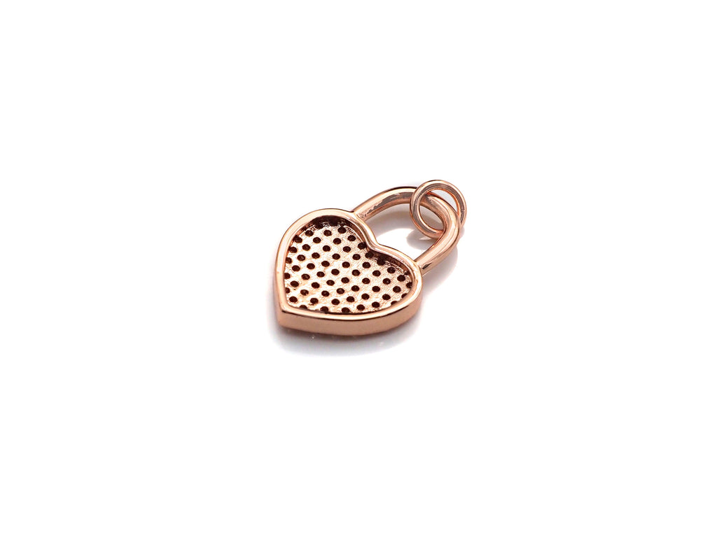 CZ Micro Pave Heart Lock Pendant, Cubic Zirconia Heart Pendant, Gold/Rose Gold/Black Tone pendant, 13x18mm, sku#F1124