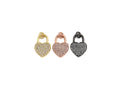 CZ Micro Pave Heart Lock Pendant, Cubic Zirconia Heart Pendant, Gold/Rose Gold/Black Tone pendant, 13x18mm, sku#F1124