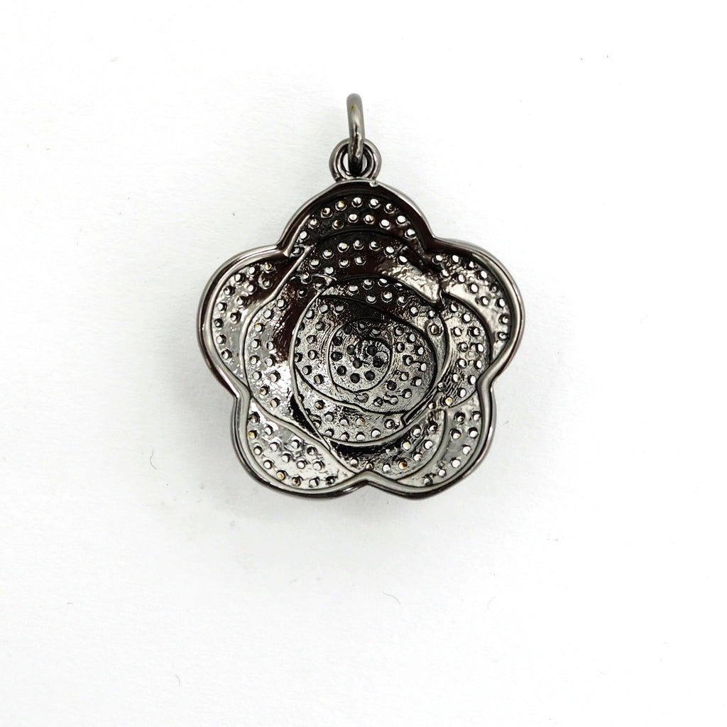 CZ Micro Pave Flower Pendant/Charm,Cubic Zirconia Paved Charm, Necklace Bracelet Charm Pendant, 23x25mm,sku#F493