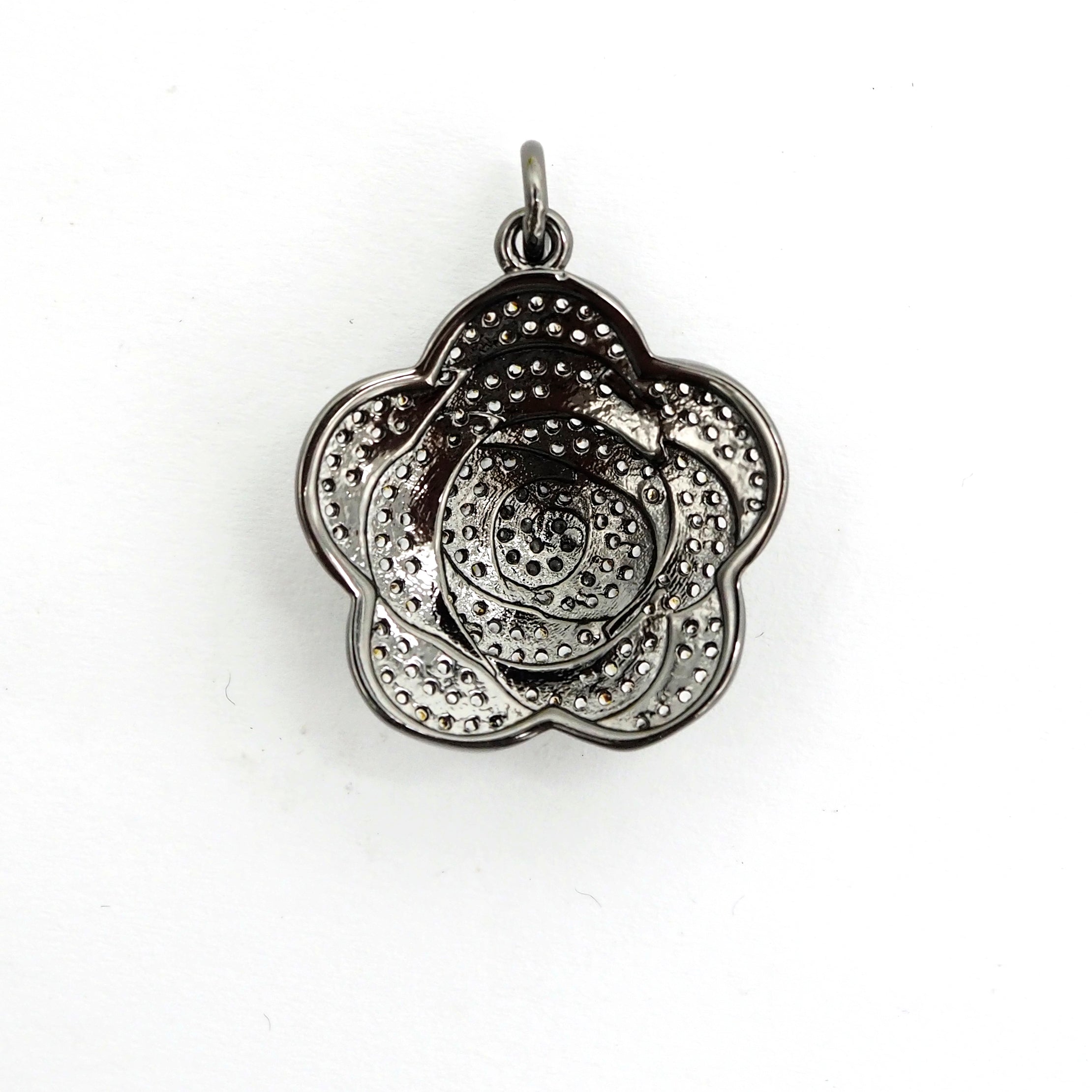 CZ Micro Pave Flower Pendant/Charm,Cubic Zirconia Paved Charm, Necklace Bracelet Charm Pendant, 23x25mm,sku#F493