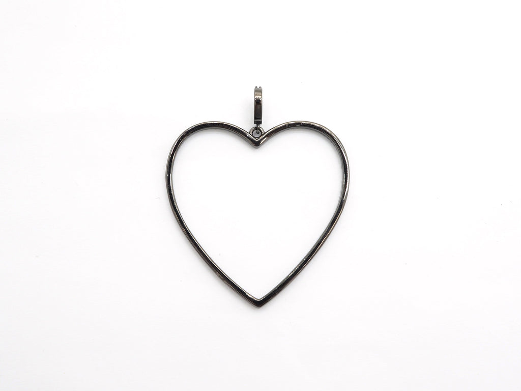 CZ Micro Pave Large Hollow out Open Heart Pendant, Cubic Zirconia Pave Pendant, Fashion Jewelry Findings, 43x43mm, sku#F543