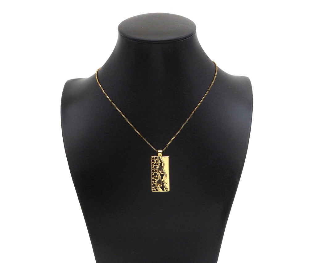 Hollow Out Foot On Rectangle Shape Pendant, 18K Gold Charm, Necklace Bracelet Charm Pendant,16x37mm,Sku#FH169