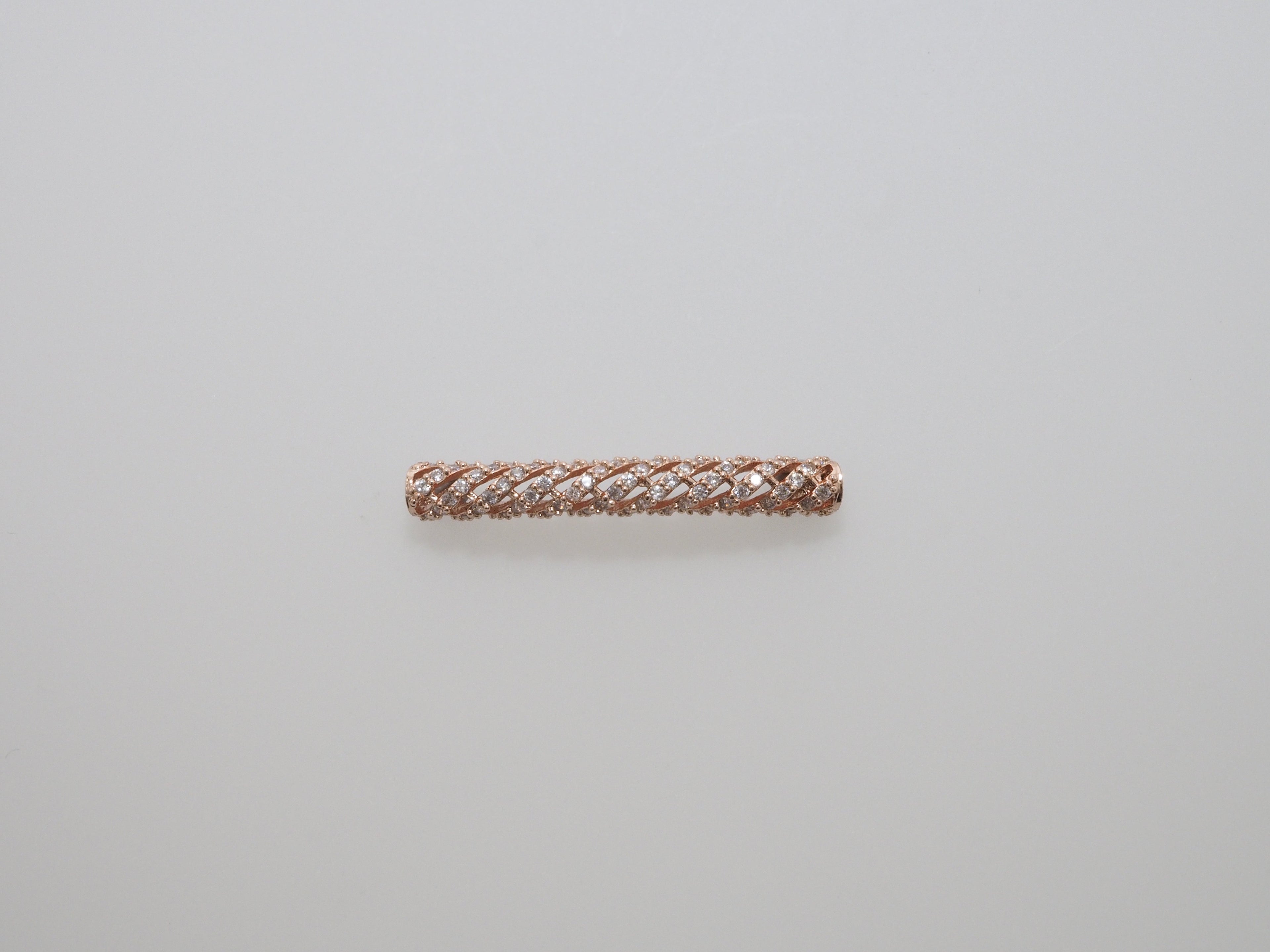 CZ Micro Pave Twill Curved Tube Beads, Tube Beads for Bracelet, CZ Pave Spacer, Gold/Rose Gold/Black/Silver Spacer Tube, 5x35mm,sku#G400C