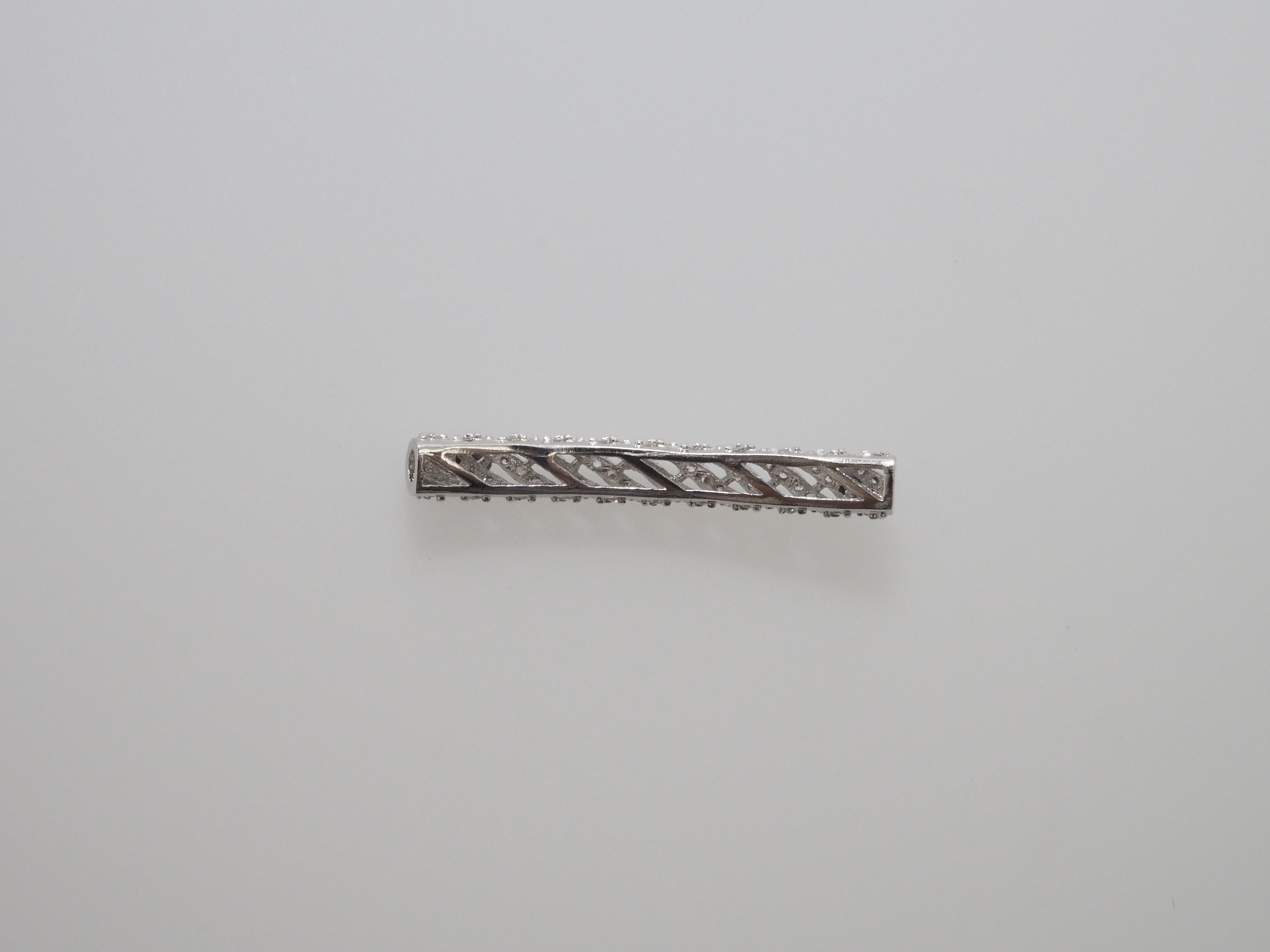 CZ Micro Pave Twill Curved Tube Beads, Tube Beads for Bracelet, CZ Pave Spacer, Gold/Rose Gold/Black/Silver Spacer Tube, 5x35mm,sku#G400C