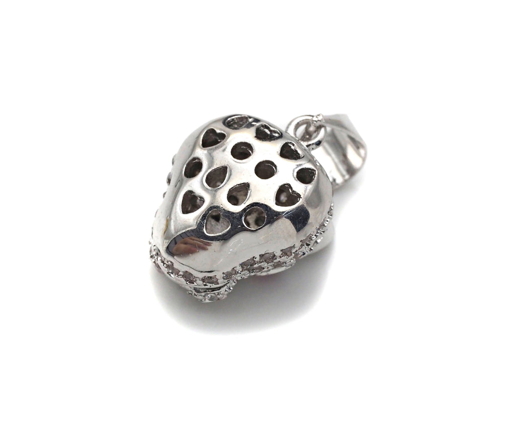 CZ Micro Pave Leopard Head With Fuchsia Eye Pendant, Gold/Silver Plated Jewelry, Panther Charm Pendant, 10x13mm,sku#F1216