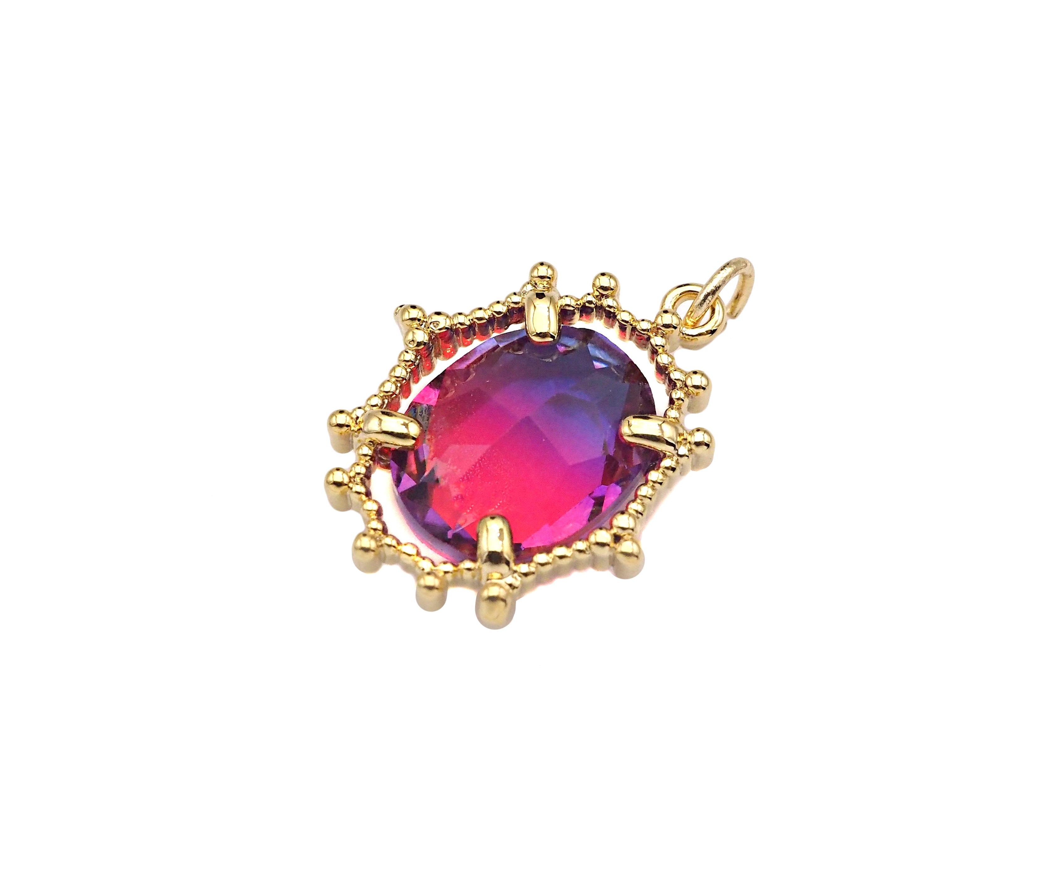 Gold Filled Colorful Quartz Oval Shape Pendant, 14K Gold Filled Quartz Charm, Necklace Bracelet Charm Pendant, 13x17mm, Sku#ZX12-Bestbeads & Beyond