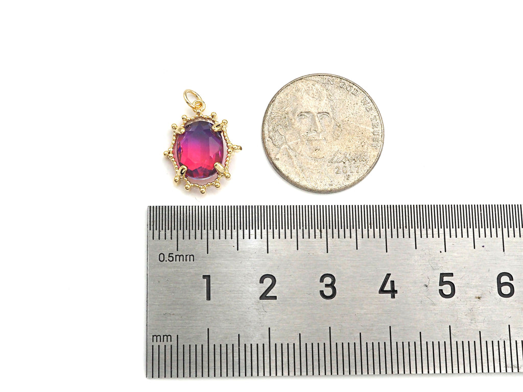 Gold Filled Colorful Quartz Oval Shape Pendant, 14K Gold Filled Quartz Charm, Necklace Bracelet Charm Pendant, 13x17mm, Sku#ZX12-Bestbeads & Beyond