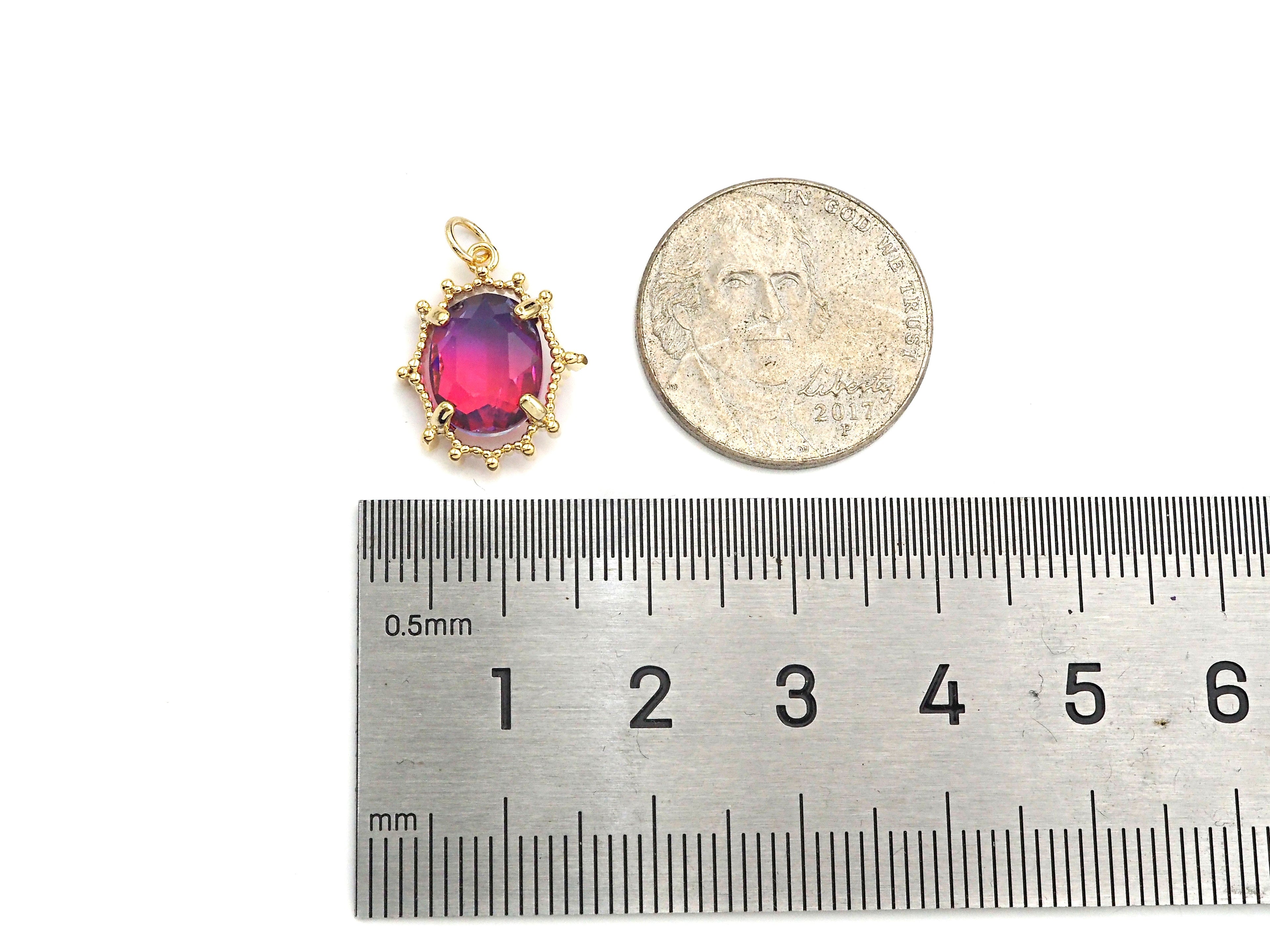 Gold Filled Colorful Quartz Oval Shape Pendant, 14K Gold Filled Quartz Charm, Necklace Bracelet Charm Pendant, 13x17mm, Sku#ZX12-Bestbeads & Beyond