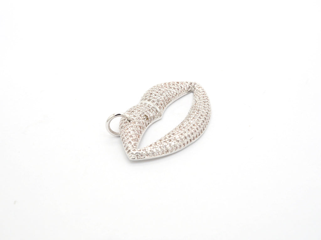 CZ Micro Pave Large Lip Pendant/Charm,Cubic Zirconia Paved Charm/Focal, Necklace Bracelet Charm Pendant, 36x20mm,sku#F522/F531