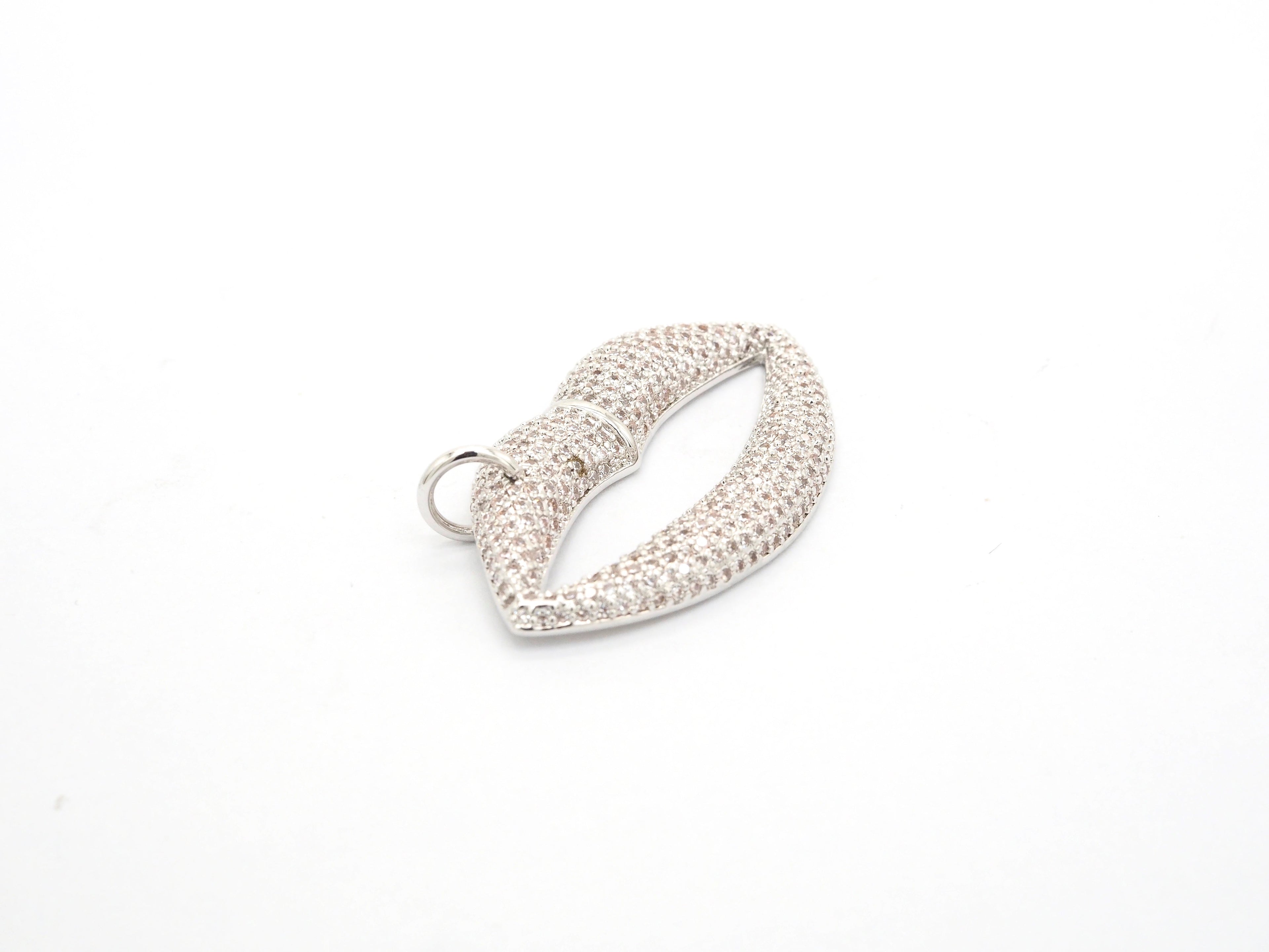 CZ Micro Pave Large Lip Pendant/Charm,Cubic Zirconia Paved Charm/Focal, Necklace Bracelet Charm Pendant, 36x20mm,sku#F522/F531