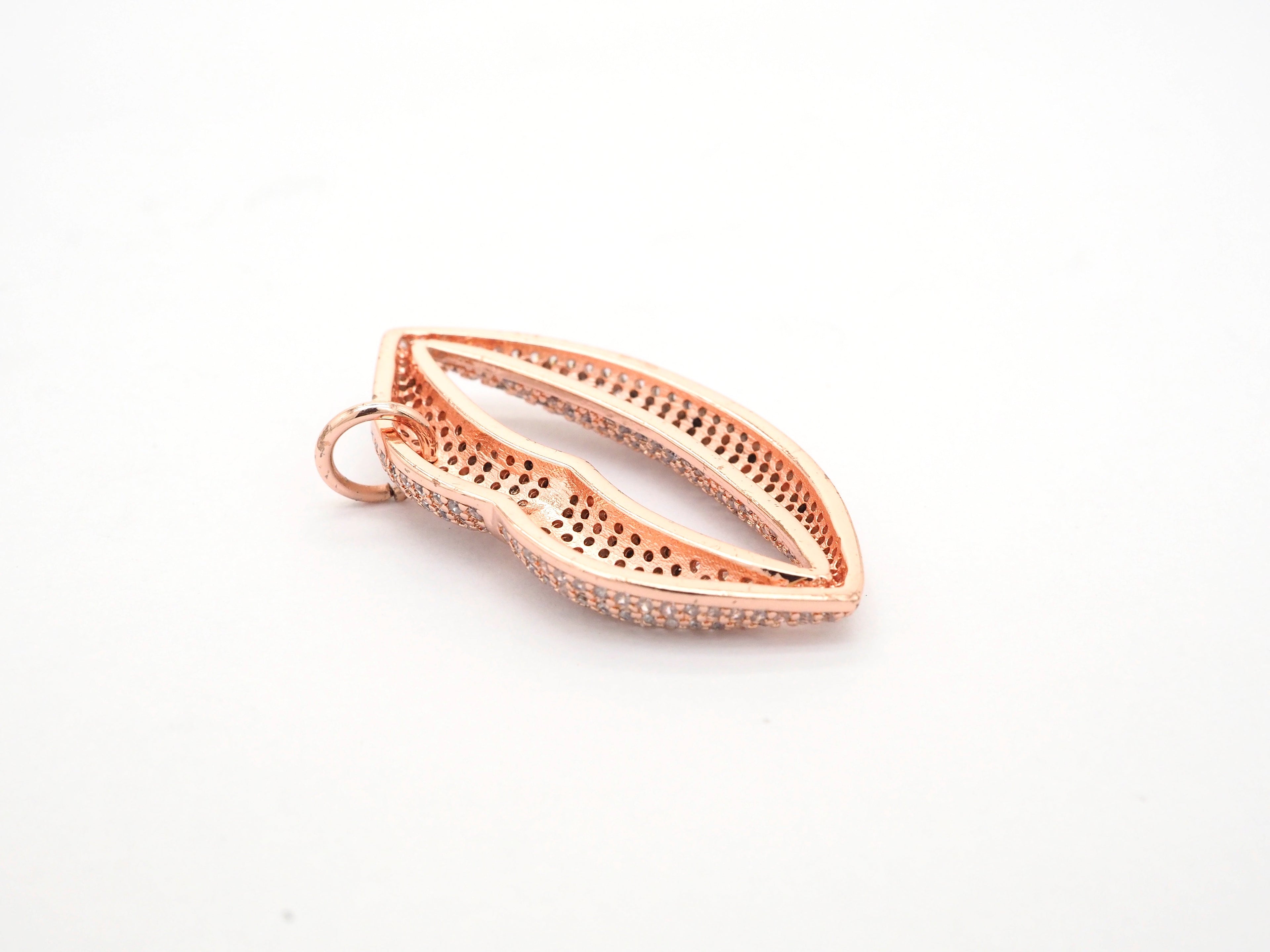 CZ Micro Pave Large Lip Pendant/Charm,Cubic Zirconia Paved Charm/Focal, Necklace Bracelet Charm Pendant, 36x20mm,sku#F522/F531
