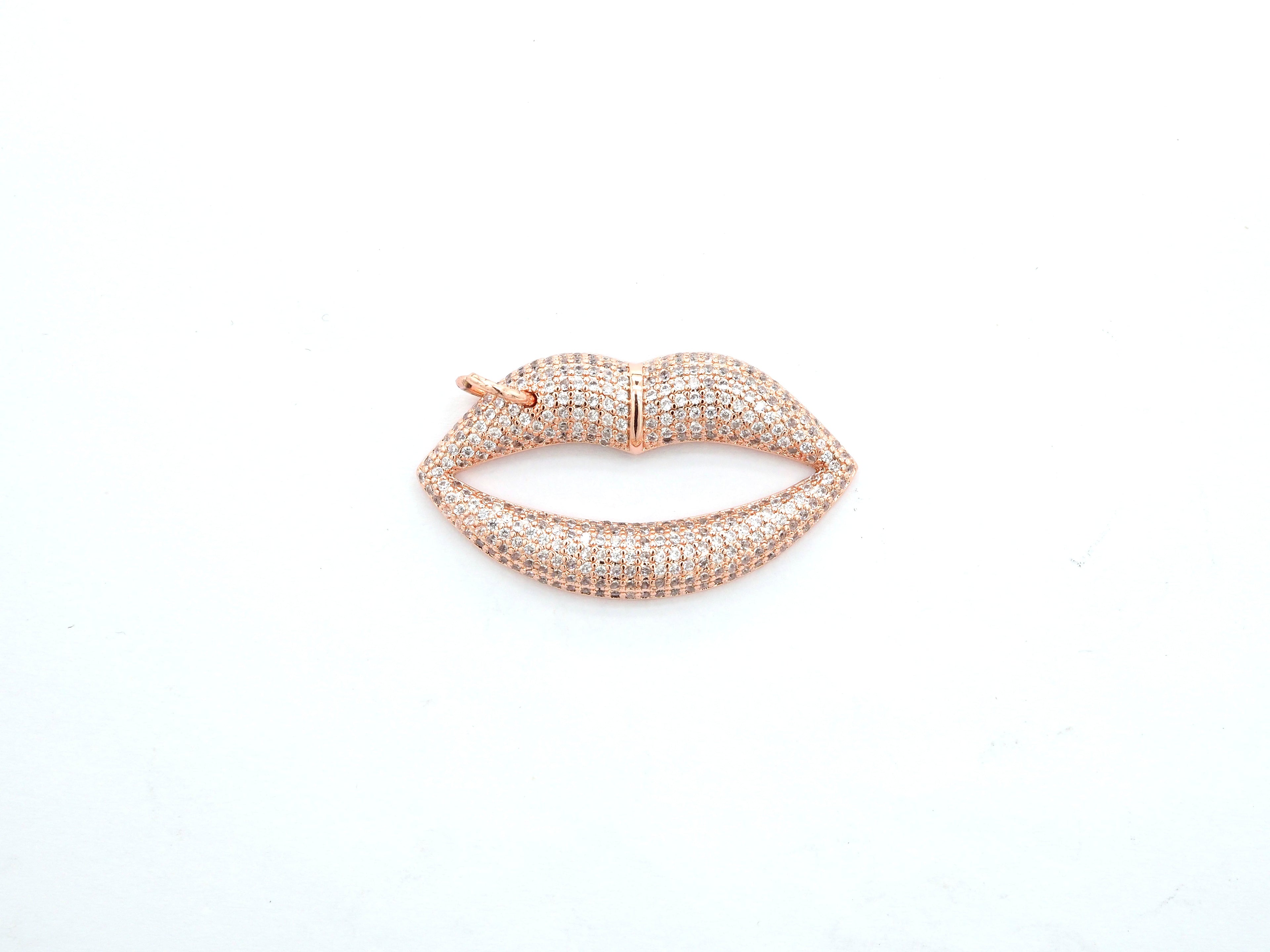 CZ Micro Pave Large Lip Pendant/Charm,Cubic Zirconia Paved Charm/Focal, Necklace Bracelet Charm Pendant, 36x20mm,sku#F522/F531