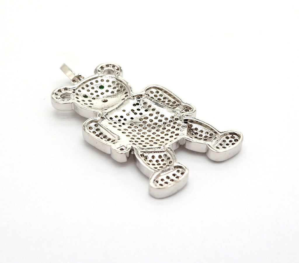 CZ Micro Pave Teddy Bear Pendant/Charm, Cubic Zirconia Focal Bear Pendant, Gold/Silver/Rose Gold/Black, 40mm, SKU#F516