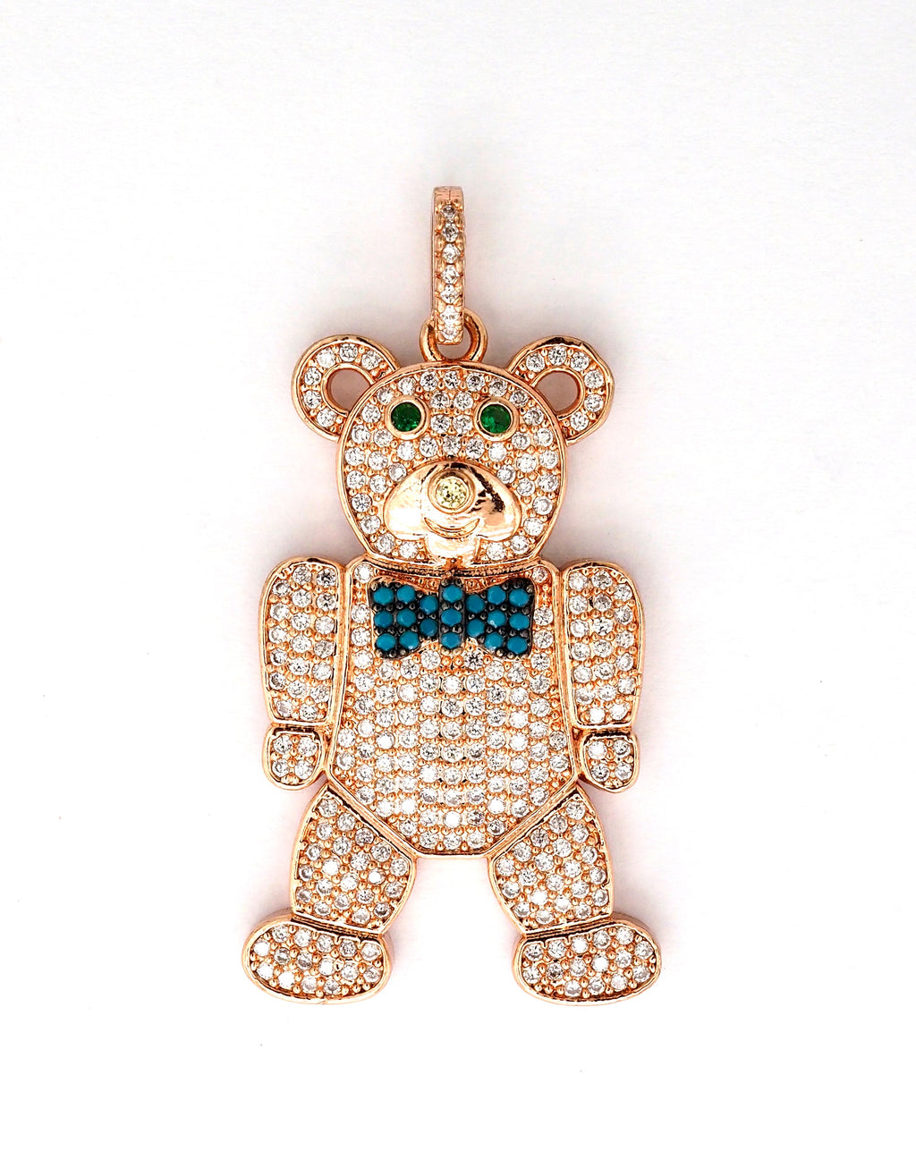CZ Micro Pave Teddy Bear Pendant/Charm, Cubic Zirconia Focal Bear Pendant, Gold/Silver/Rose Gold/Black, 40mm, SKU#F516