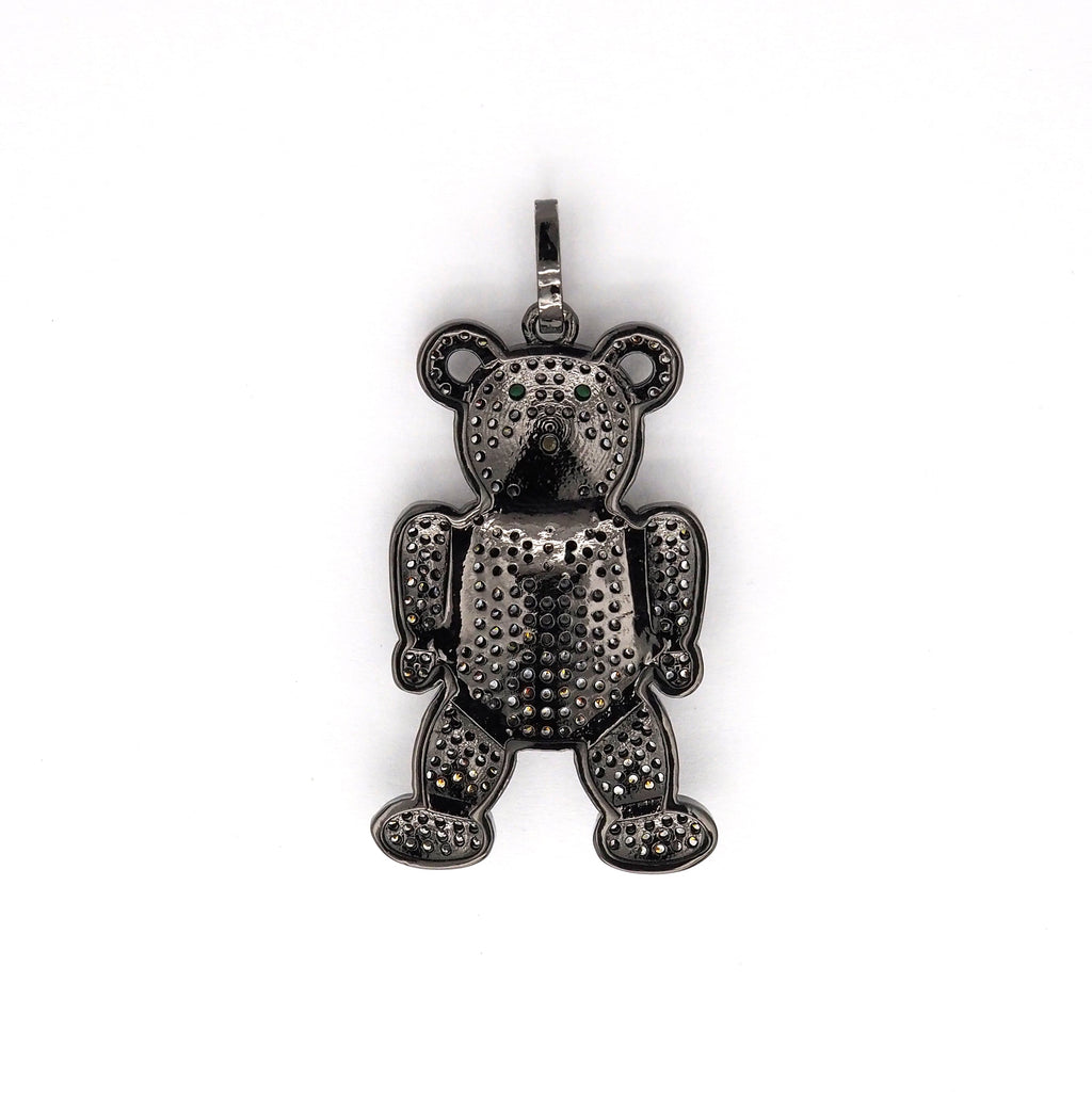 CZ Micro Pave Teddy Bear Pendant/Charm, Cubic Zirconia Focal Bear Pendant, Gold/Silver/Rose Gold/Black, 40mm, SKU#F516