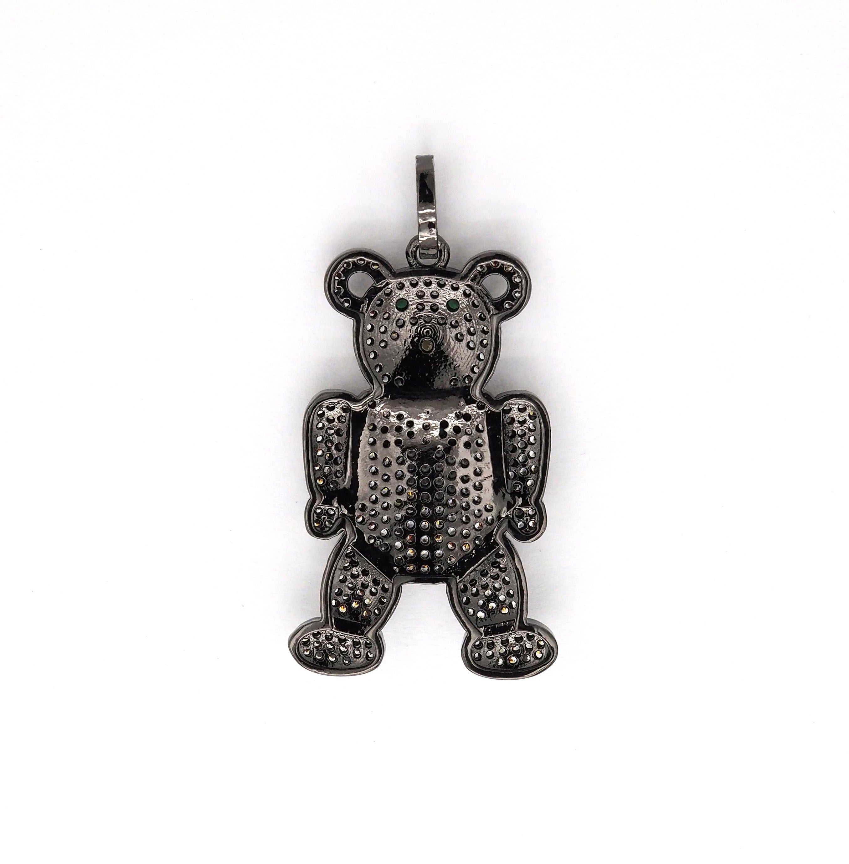 CZ Micro Pave Teddy Bear Pendant/Charm, Cubic Zirconia Focal Bear Pendant, Gold/Silver/Rose Gold/Black, 40mm, SKU#F516