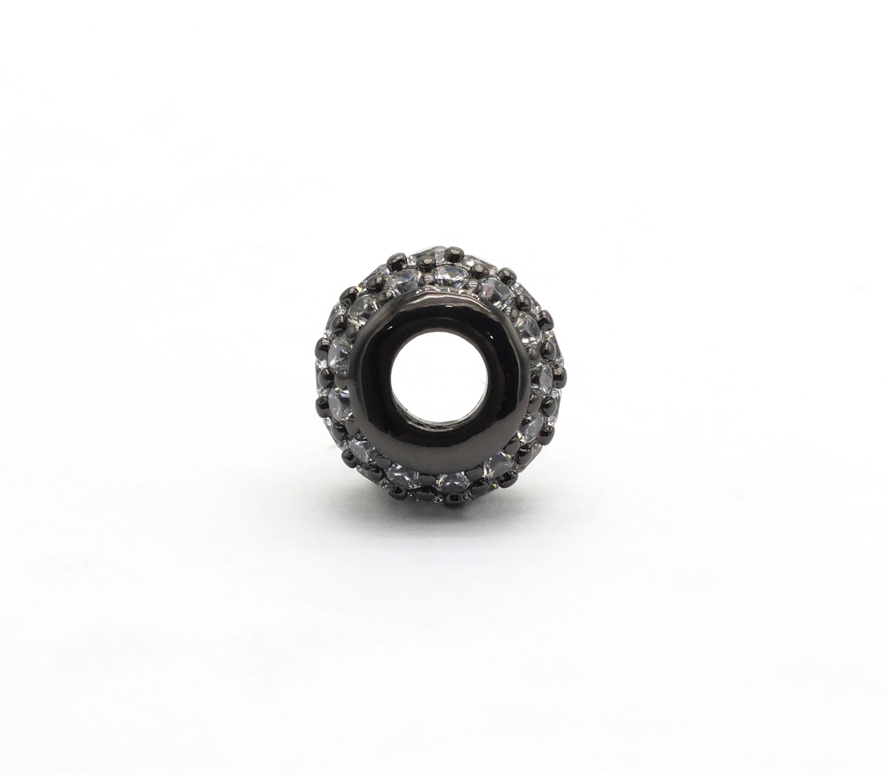 CZ Micro Pave Large Hole Rondelle Beads, Cubic Zirconia Pave Beads, 6mm/8mm/10mm Shamballa Ball beads, CZ Space Beads,sku#G412-Bestbeads & Beyond