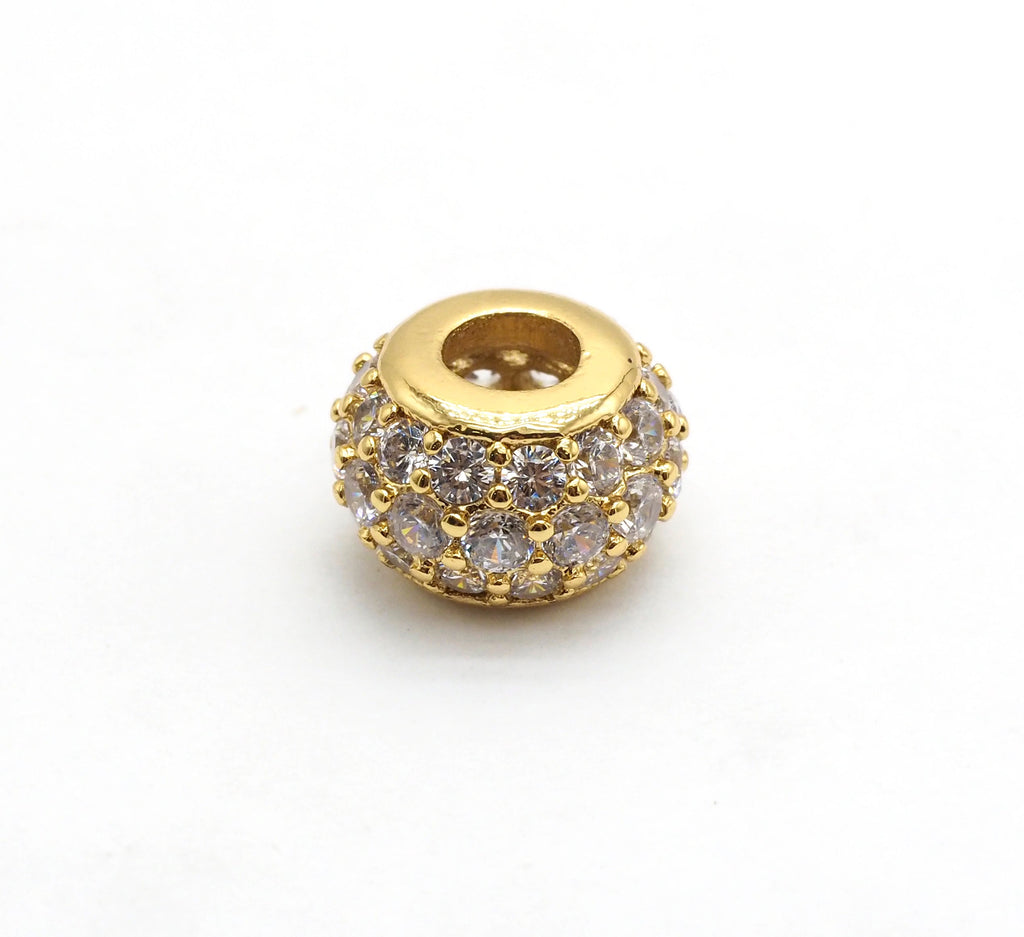CZ Micro Pave Large Hole Rondelle Beads, Cubic Zirconia Pave Beads, 6mm/8mm/10mm Shamballa Ball beads, CZ Space Beads,sku#G412-Bestbeads & Beyond