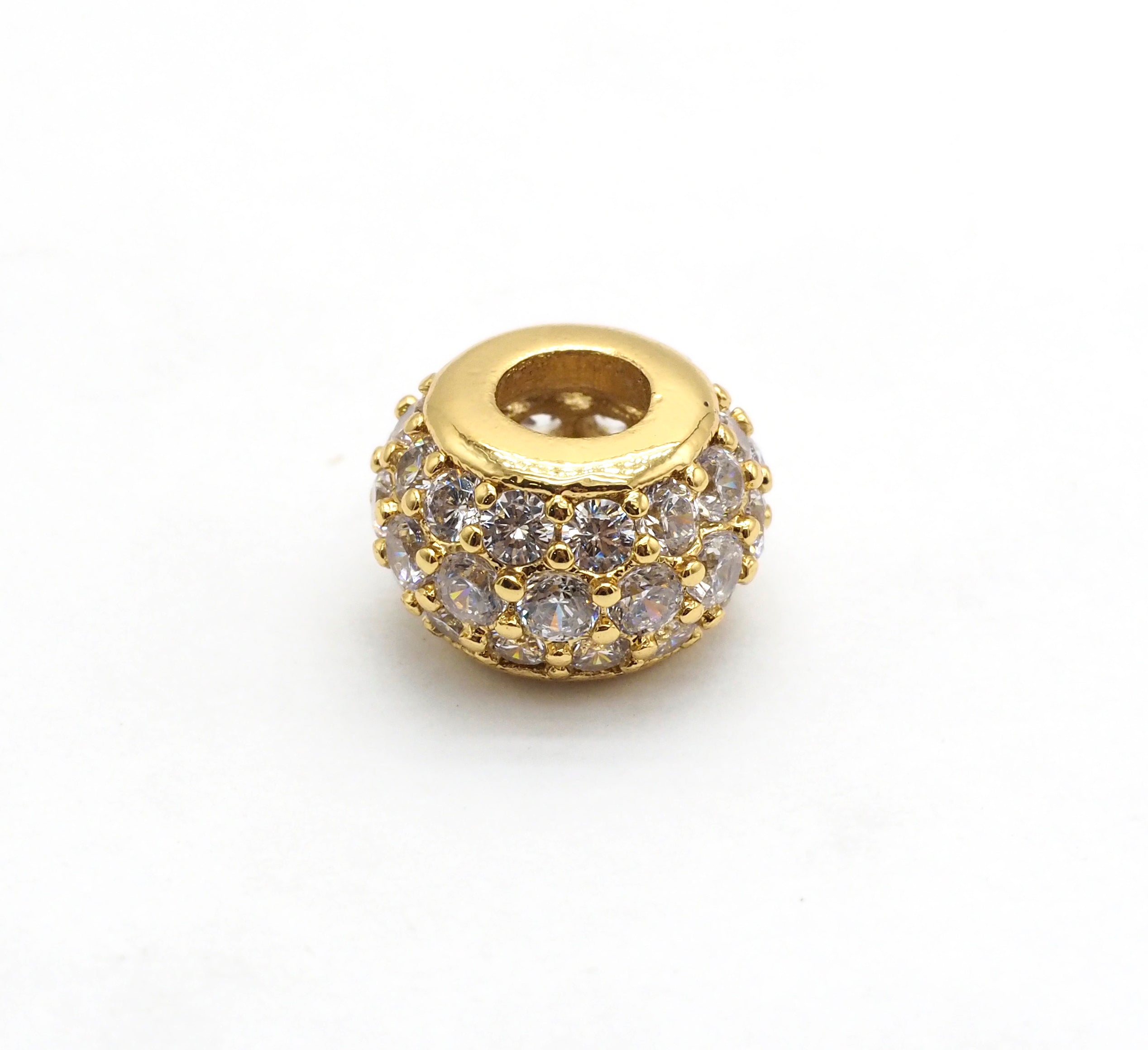 CZ Micro Pave Large Hole Rondelle Beads, Cubic Zirconia Pave Beads, 6mm/8mm/10mm Shamballa Ball beads, CZ Space Beads,sku#G412-Bestbeads & Beyond