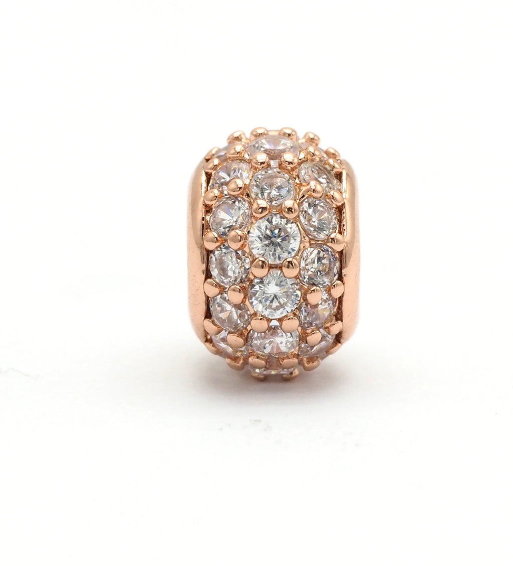 CZ Micro Pave Large Hole Rondelle Beads, Cubic Zirconia Pave Beads, 6mm/8mm/10mm Shamballa Ball beads, CZ Space Beads,sku#G412-Bestbeads & Beyond