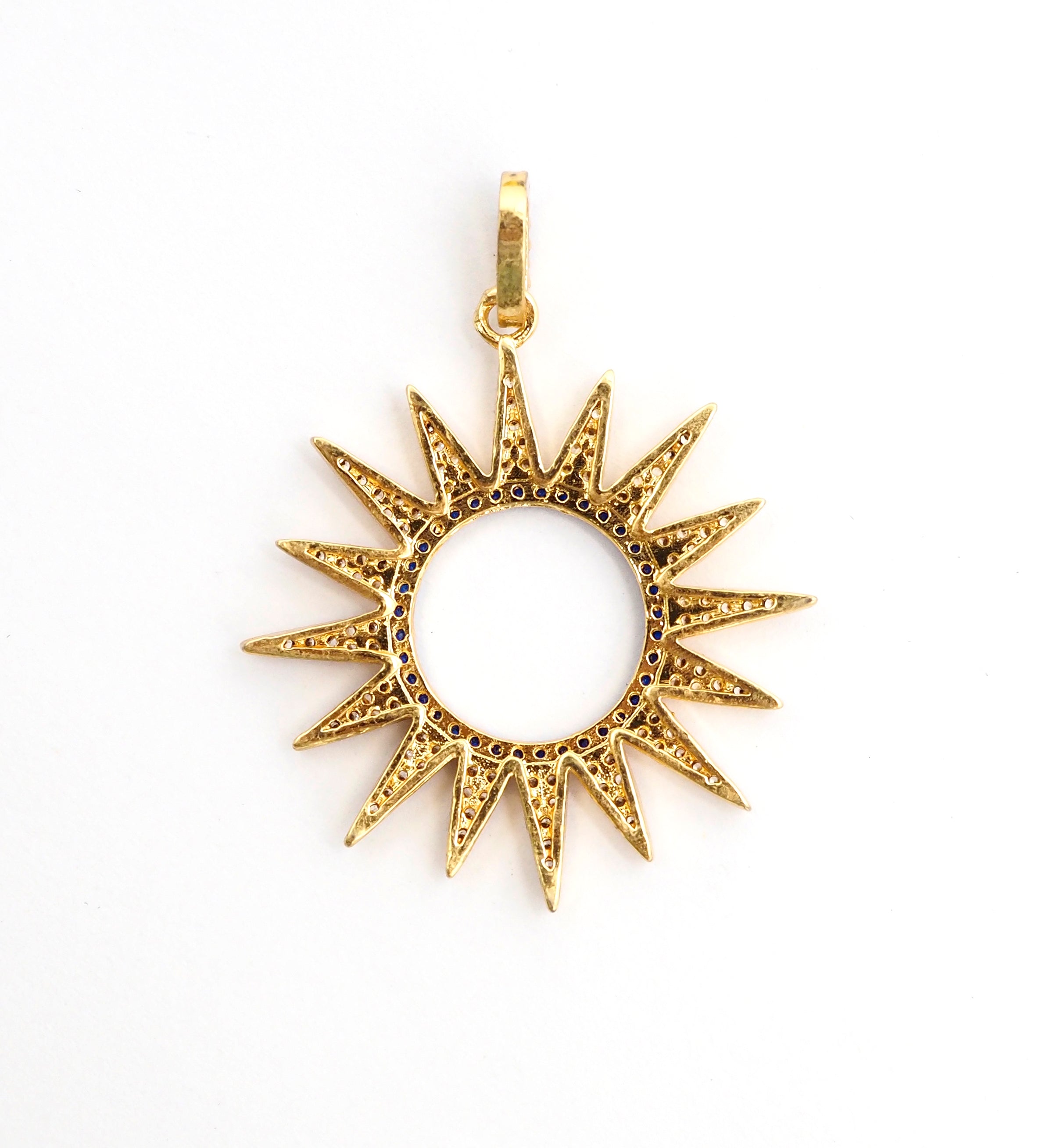 CZ Micro Pave Gold Plated Sun Flower Pendant,Cubic Zirconia Green/Turquoise/Fuchsia/Cobalt/Rainbow Color Charm, 33x36mm,sku#F504
