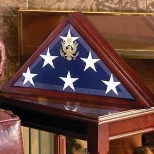 Handcrafted Veteran Flag Display Case in solid cherry wood