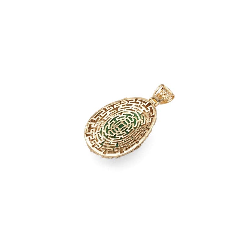 Large Colorful CZ Gold Yellow Green Jade Teardrop Charm, Sku#LX343