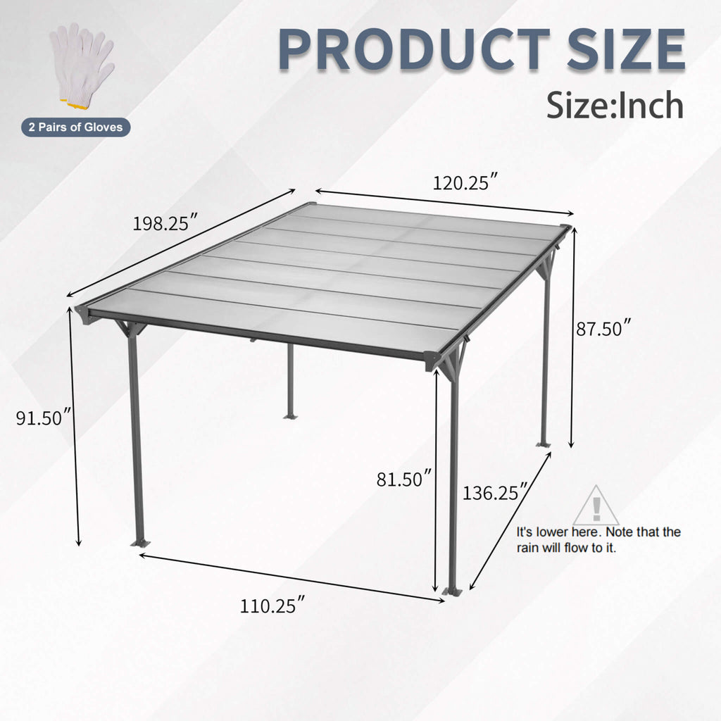 10x16' Alora Heavy-Duty Outdoor Driveway Pergola