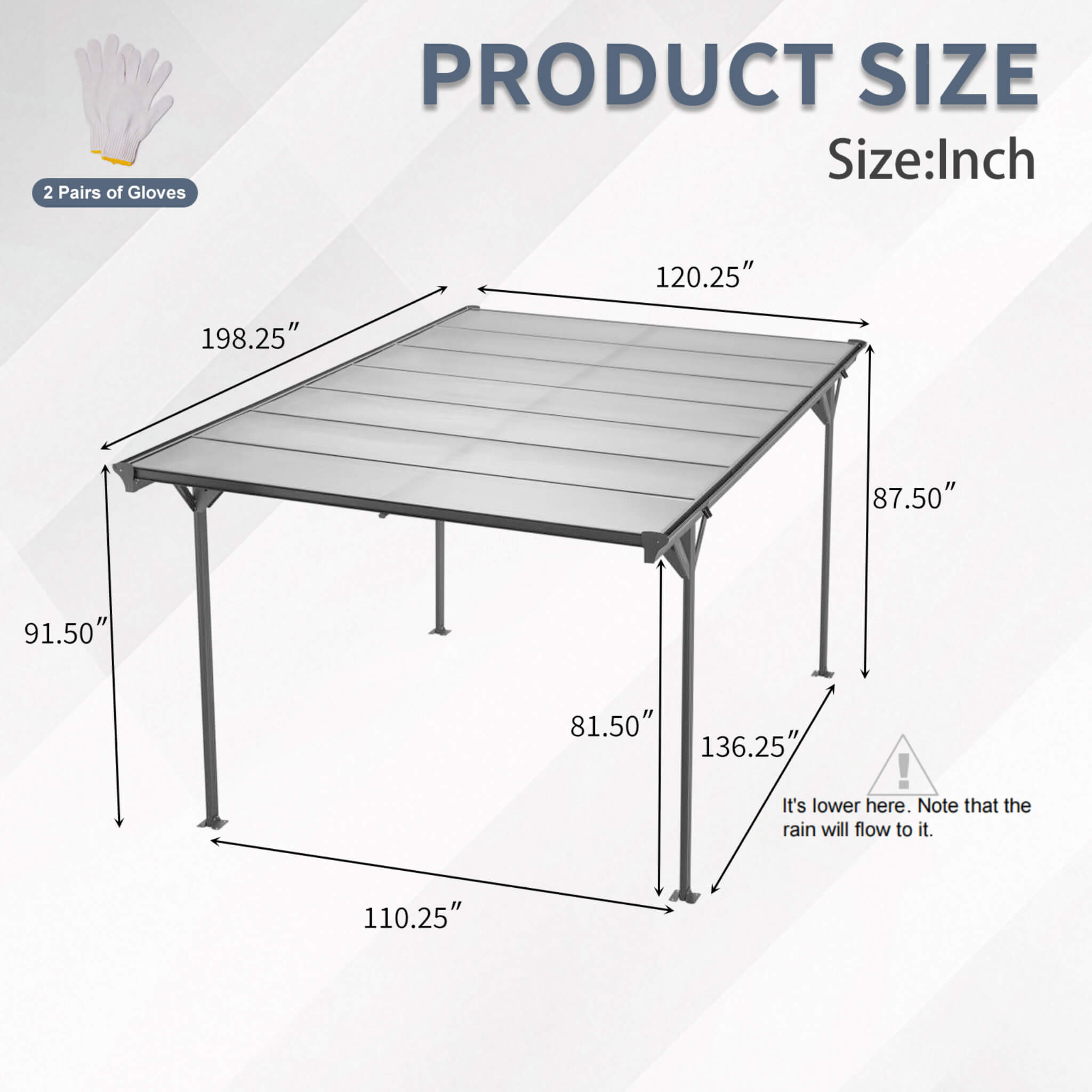 10x16' Alora Heavy-Duty Outdoor Driveway Pergola