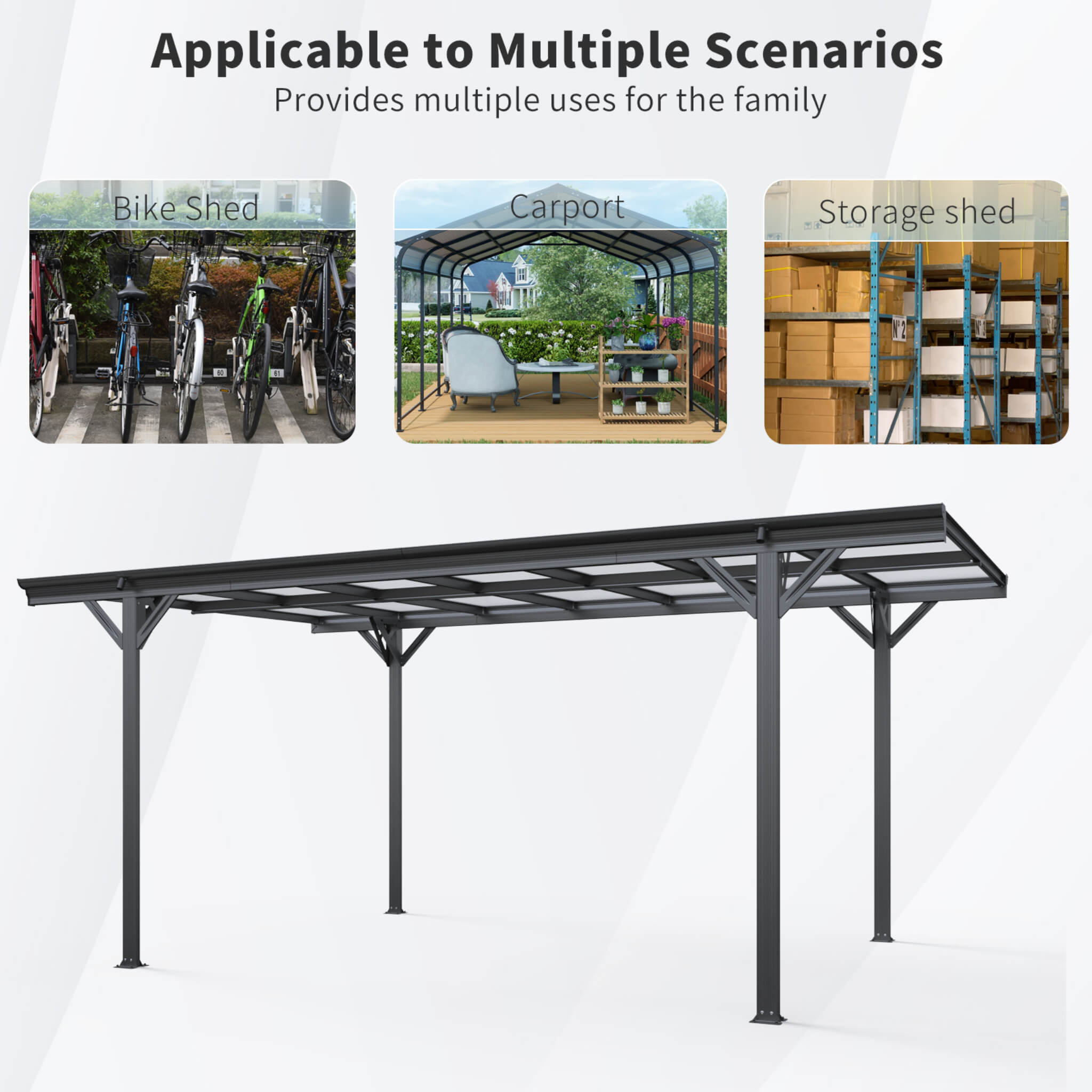 10x16' Alora Heavy-Duty Outdoor Driveway Pergola