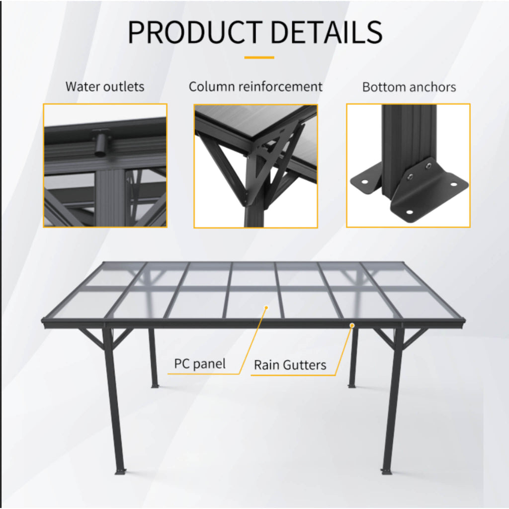 10x16' Alora Heavy-Duty Outdoor Driveway Pergola