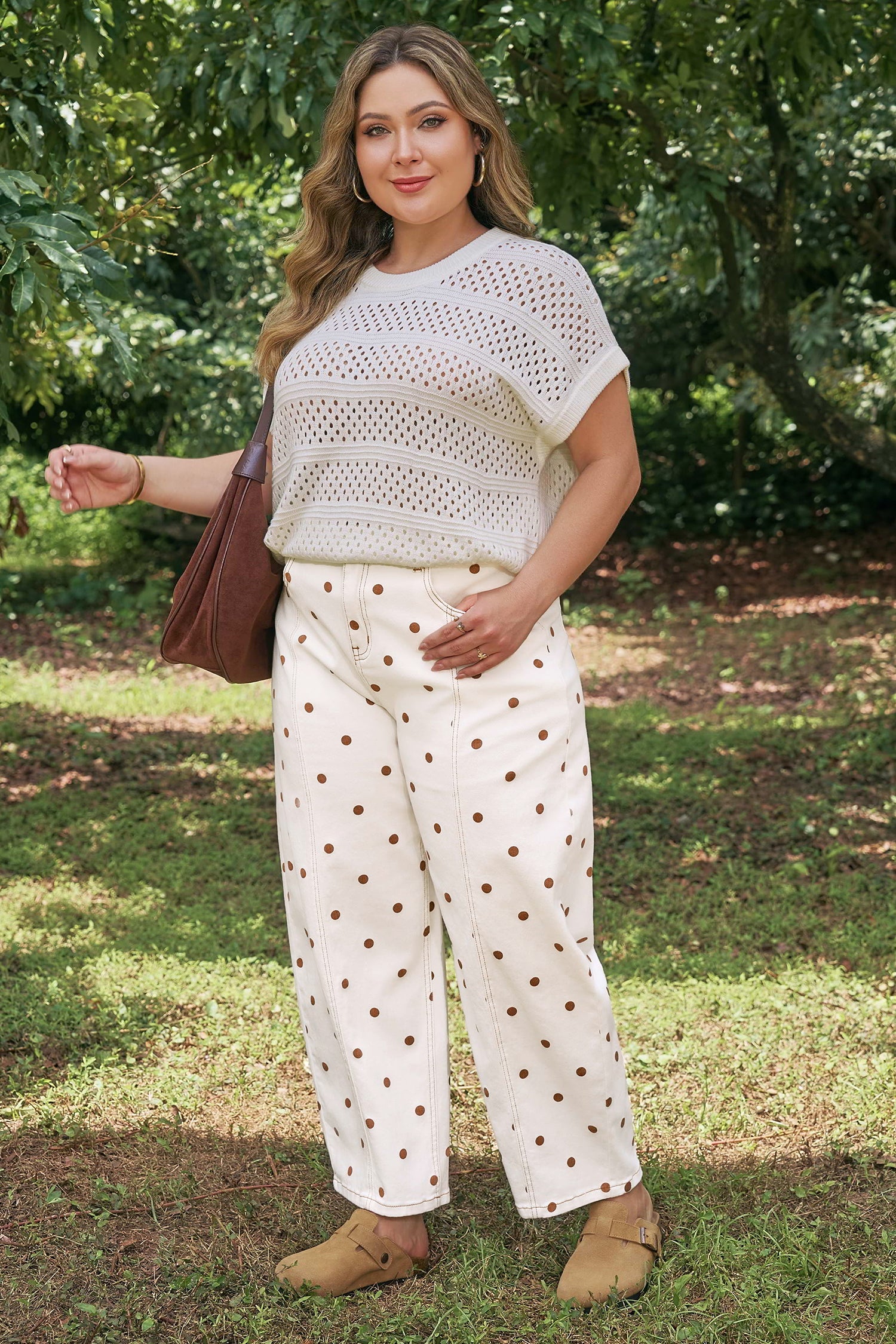 Monroe Dot Print Barrel PLUS Jeans