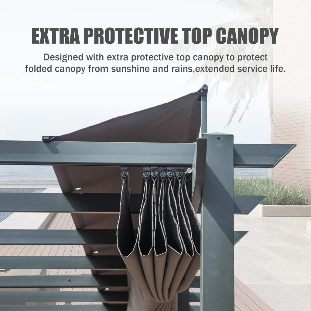 [11X20FT] Alora Premium Outdoor Retractable Aluminum Pergola Gazebo With Weather-Resistant Canopy (SAK54612)