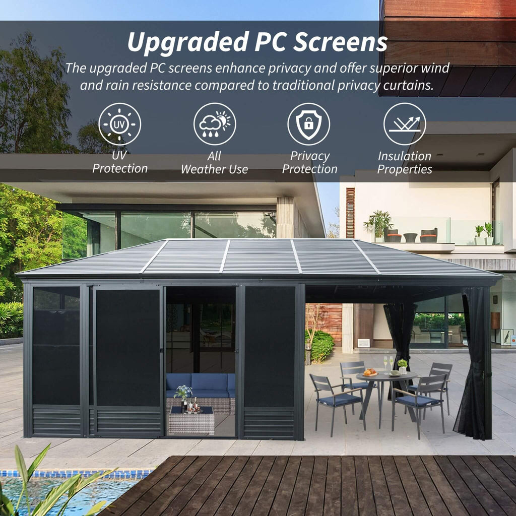 [11X21FT] Alora Outdoor All-Season Solarium Sunroom Gazebo With Galvanized Steel Roof (SAK42018)