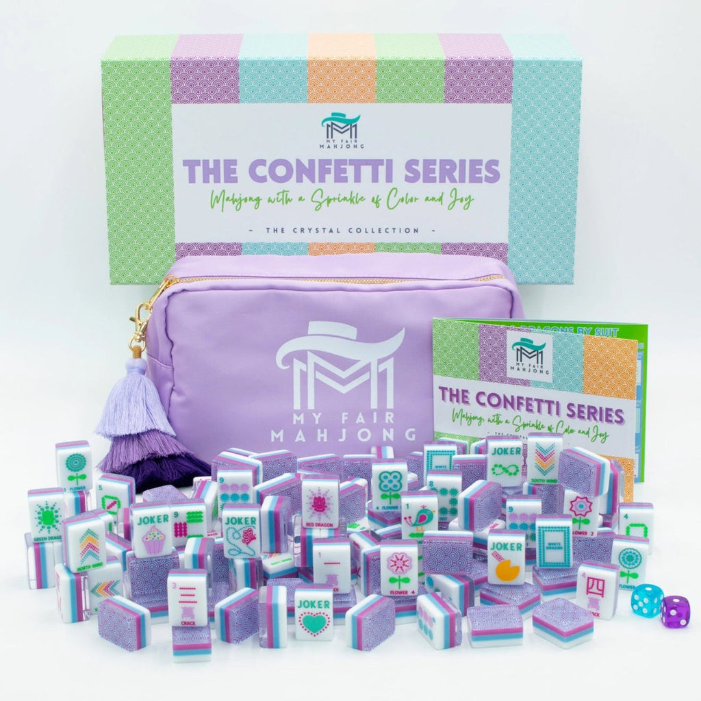 Crystal Confetti Purple Mahjong Tile Set
