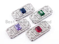 CZ Micro Pave Square/Rectangular Pendant/Connector/Jewelry Link Connector, 38x18mm, SKU#F276-Bestbeads & Beyond